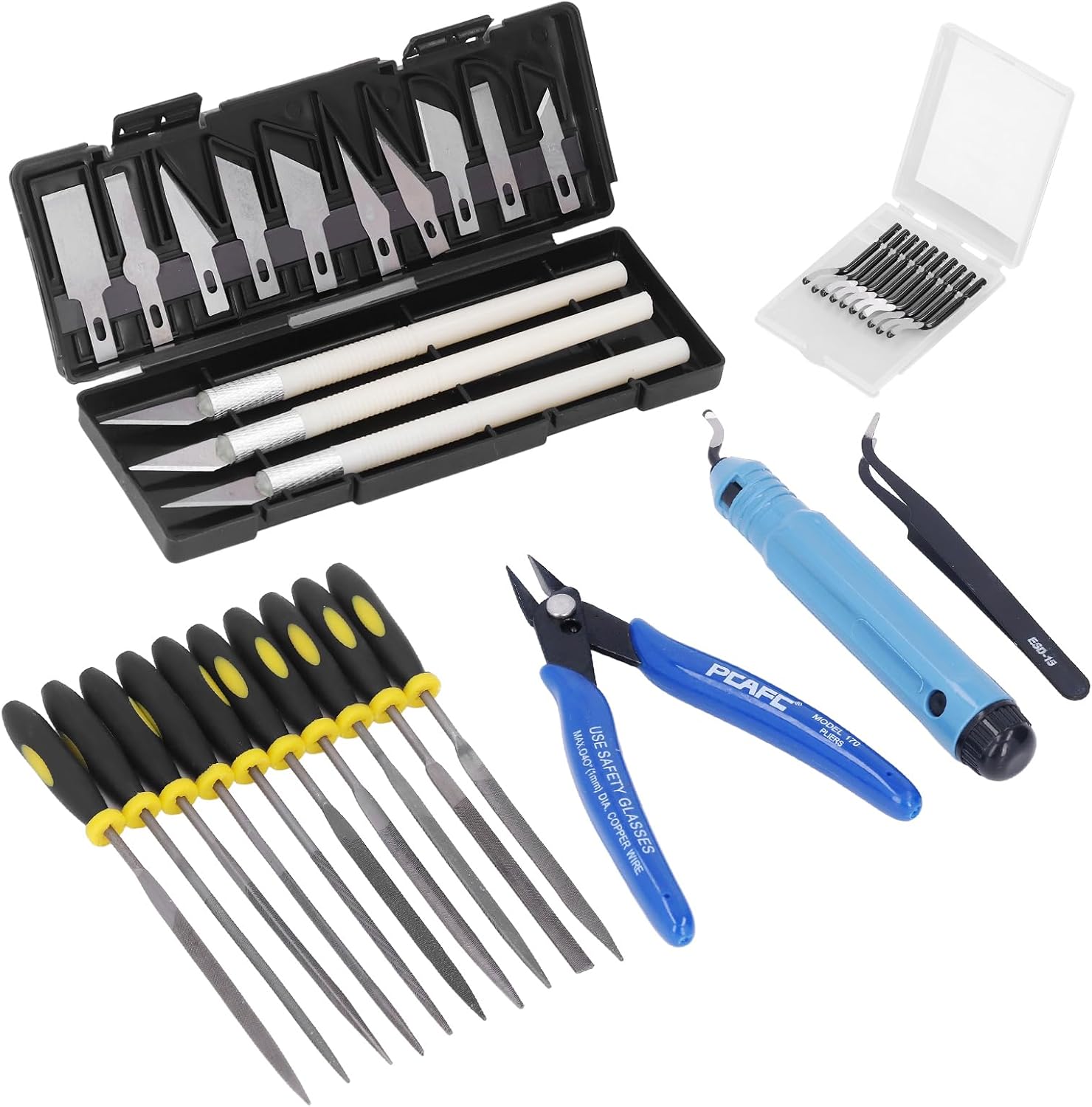 3D Printer Tool Kit, 3D Printing Accessories, 3D Printing Tools, 3D Printer Nozzle Cleaning Kit, 3D Printing Pliers Tweezers File Deburring Tool Trimming and Grinding Tool Set