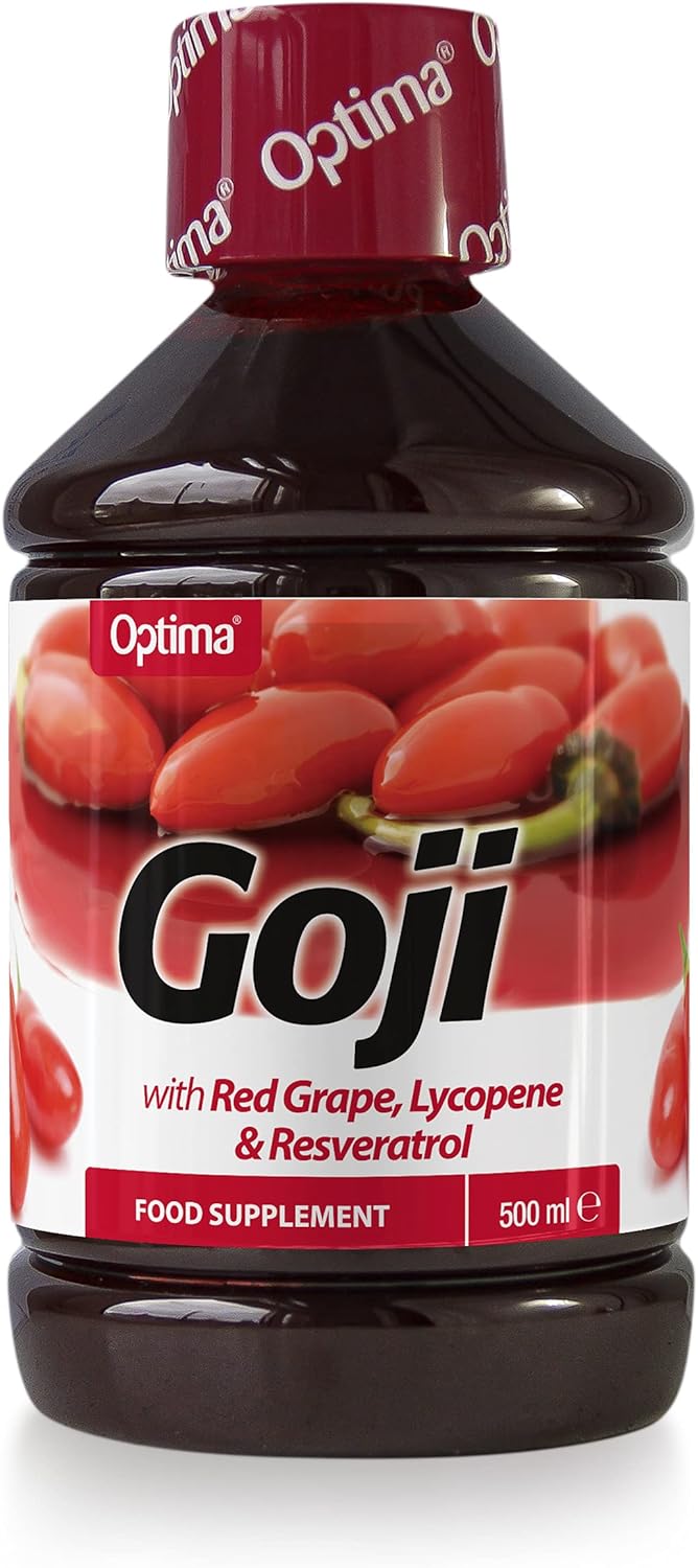 Optima Goji Juice, Natural, Vegan, Food Supplement, Red Grape, Lycopene, Resveratrol, 500 ml