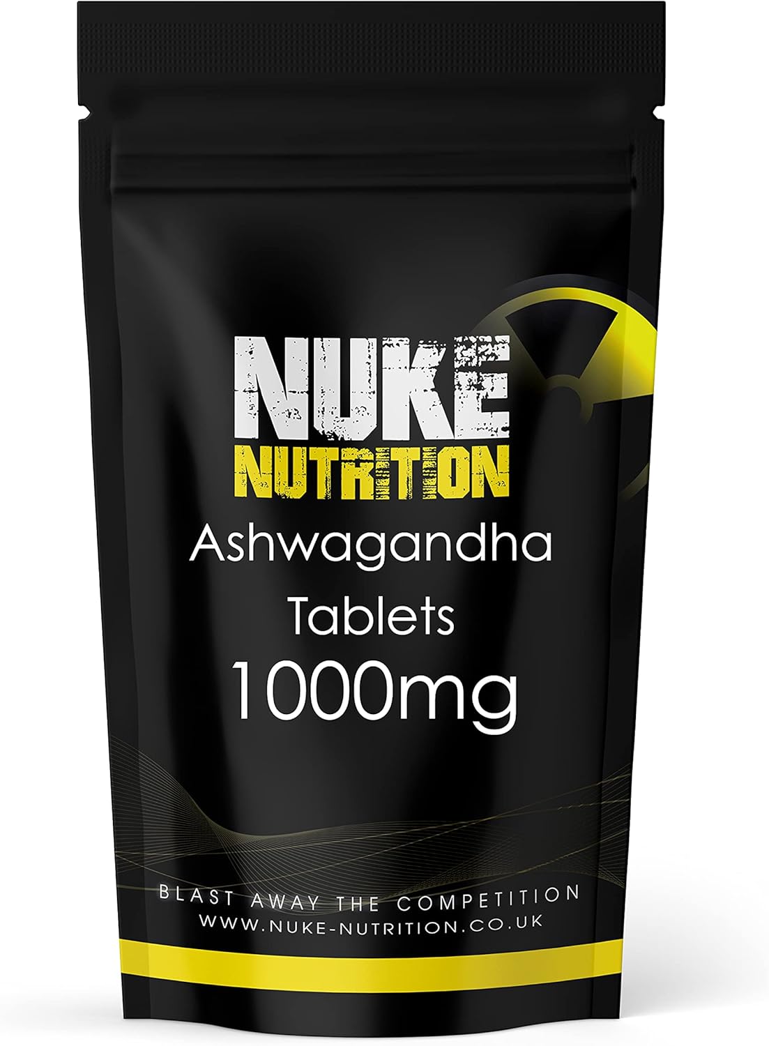 Nuke Nutrition Ashwagandha Tablets | 60 Tablets | 1000mg High Strength | Natural Easy Swallow Capsules | Pure Ashwagandha Root Supplement | Support Body Functions & Cognition | Vegan