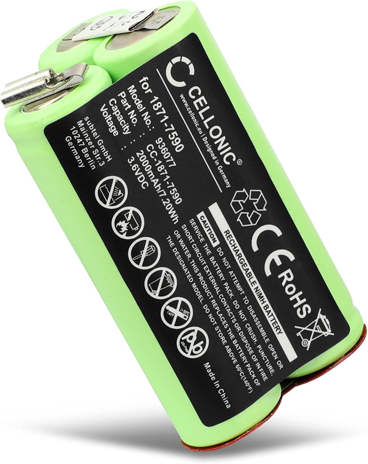 CELLONIC, Battery for Shaver compatible with Moser ChromStyle Pro, 1871-7590 (3.6V, 2000mAh)