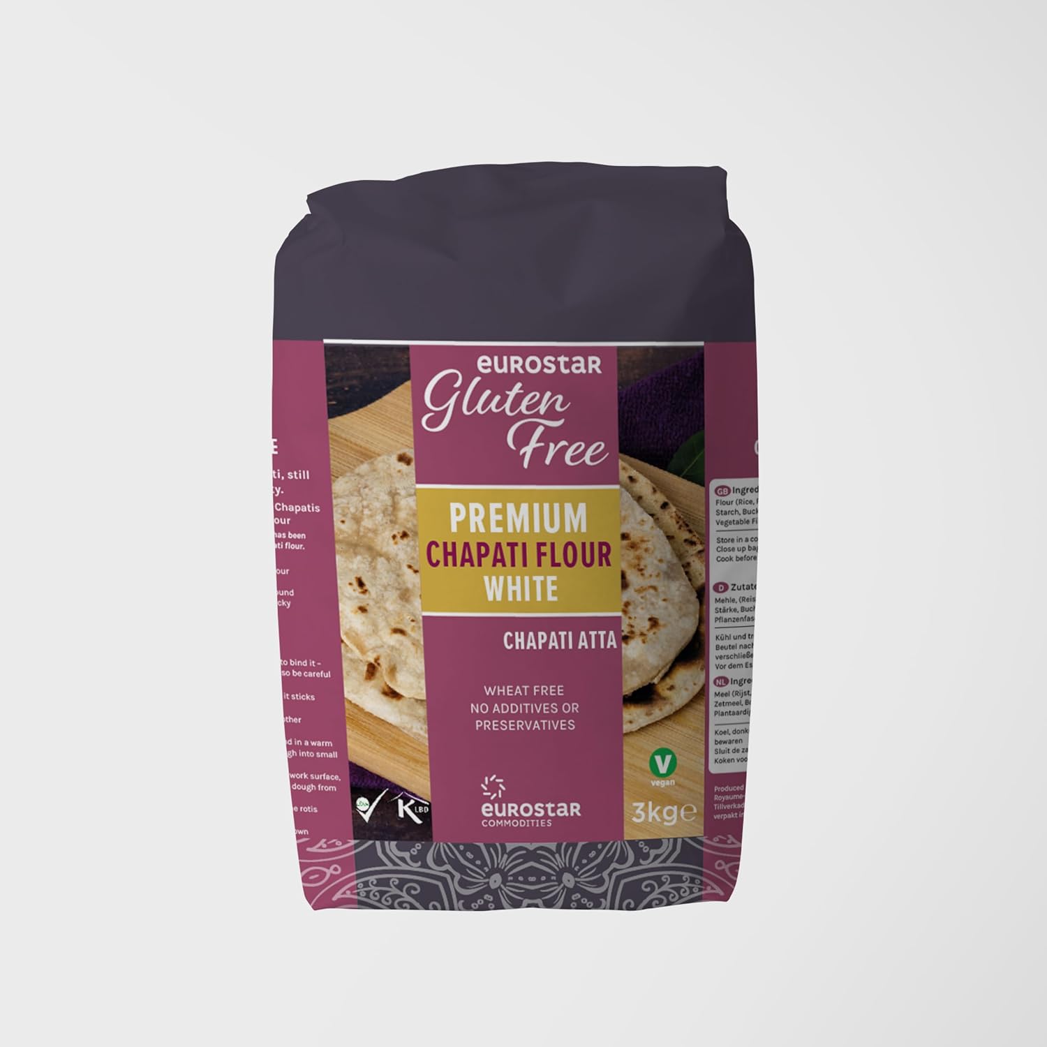 Eurostar Chapati Atta Gluten Free Flour (White, 4x3kg)