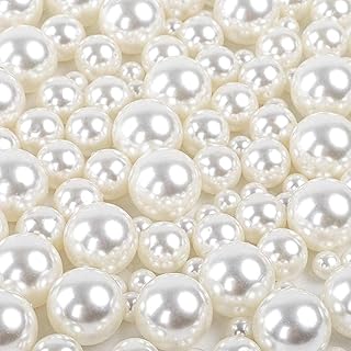 Quefe 150pcs Pearls for Crafts No Holes, Vase Filler Artificial Plastic Pearl Beads for Table Scatter, Wedding, Birthday Party, Home Decoration(8mm, 14mm, 20mm)