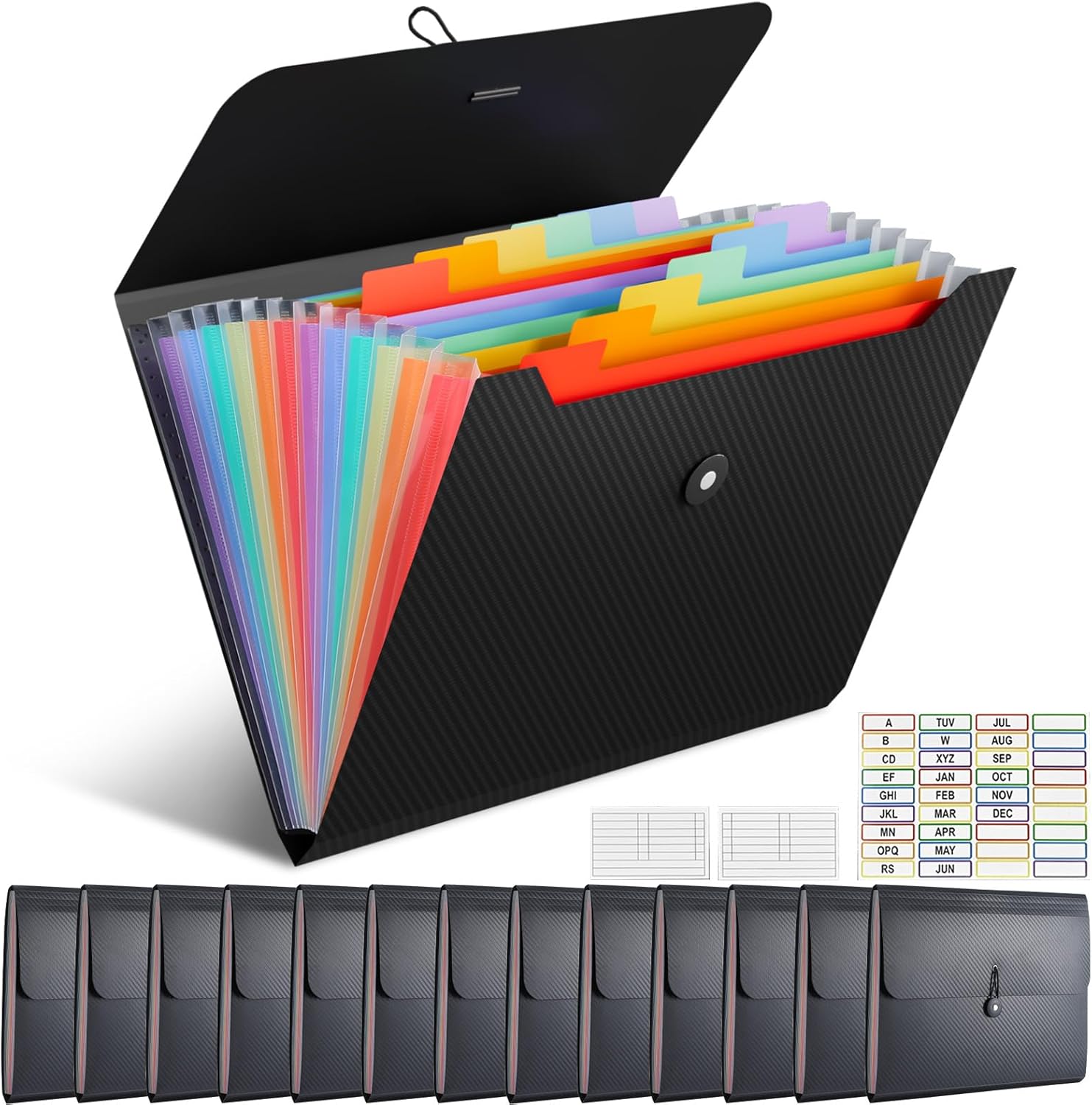 14 PCS Office Accordion File Organizer Bulk - 13 Pocket Plastics Expanding Folder with Tabs - Letter Size Loose Paper Folder for Work School Home, Student Teacher