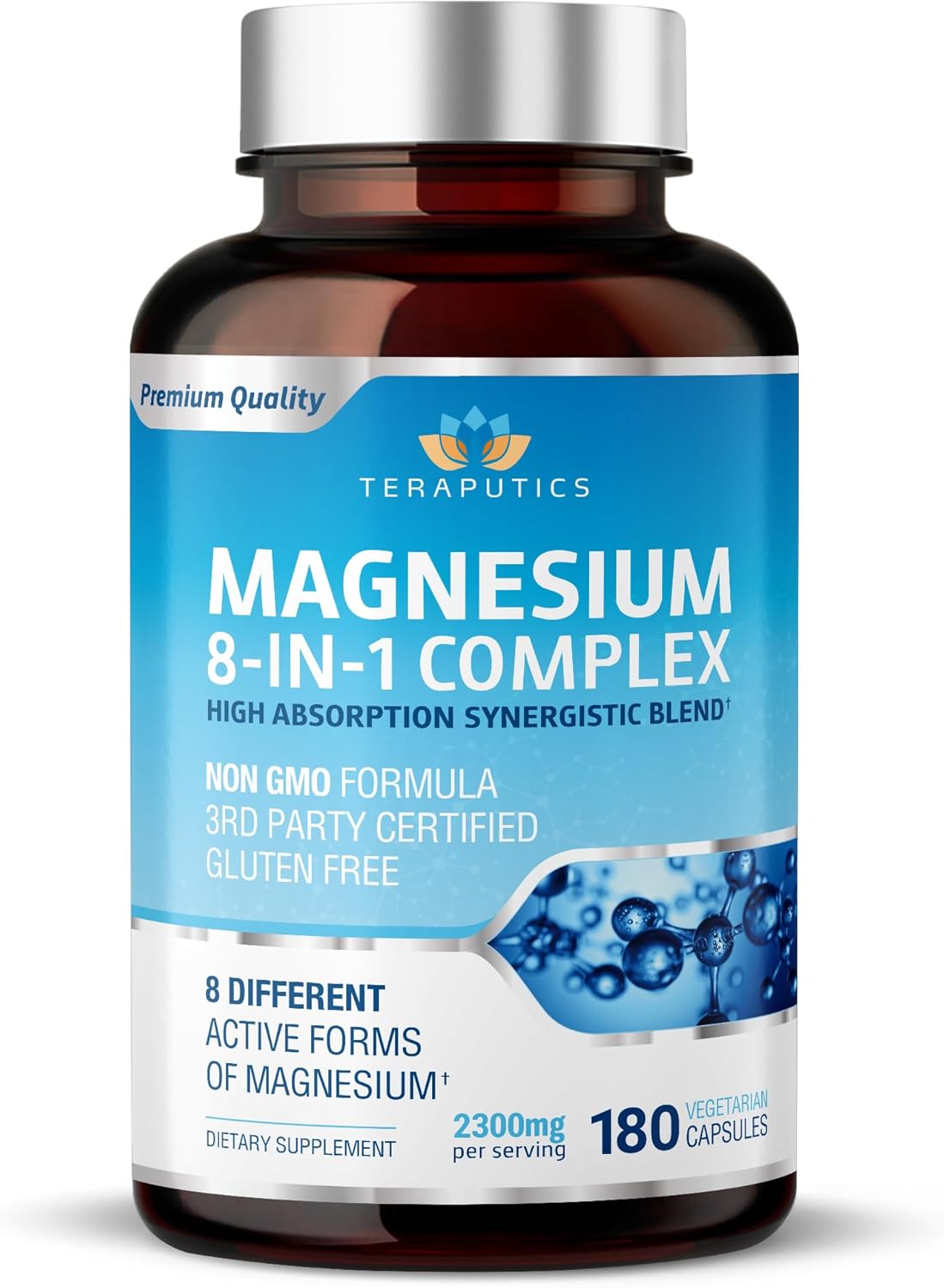 8 in 1 Magnesium Complex for Women & Men 426mg | 180 Vegan Capsules | MAG-8 Blend: Citrate, Bisglycinate, Malate, & More | Non-GMO Magnesio Complex Supplement | Provides 100% Daily Recommended Value