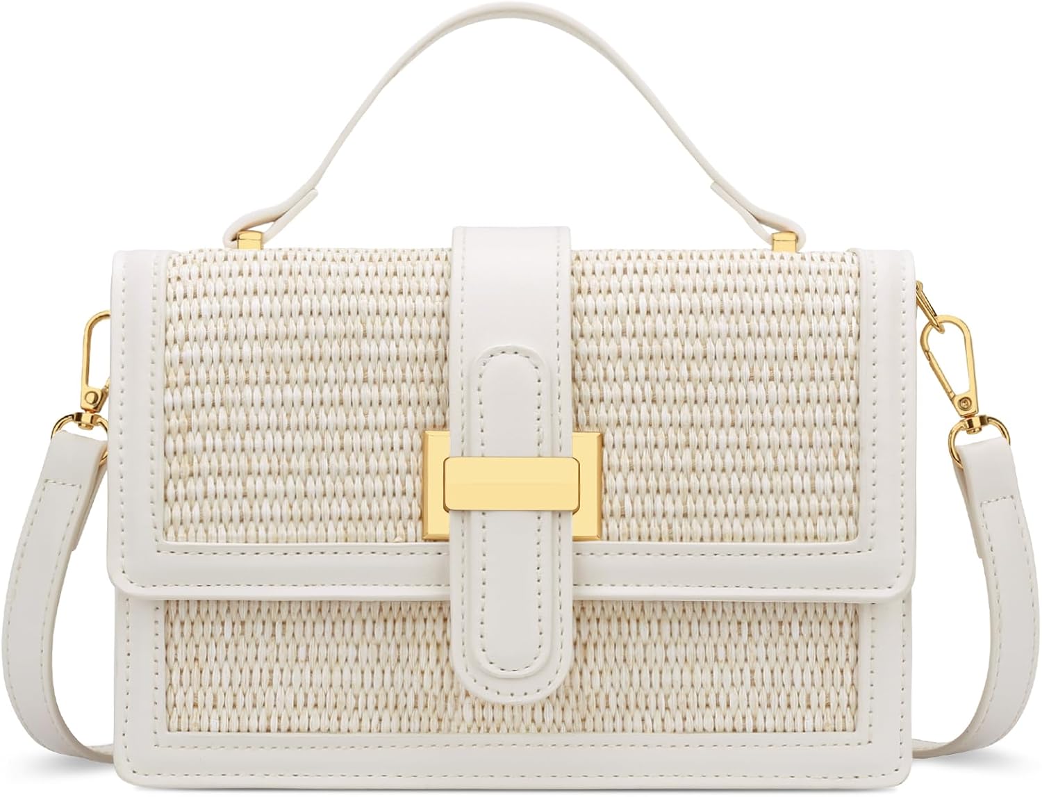 KKXIU Top Handle Straw Crossbody Bags for Women, Summer Straw Purses and Handbags Shoulder Clutch Beach Bag