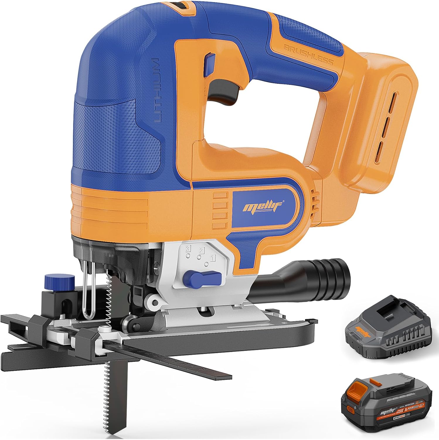 EASTYLE Cordless JigSaw Compatible with DEWALT 20V Battery,with 4Ah Battery & Charger,800-3200 SPM & 4 Cutting Positions,5.3" Wood/0.78" Aluminum Cuts,Dust Collection Port & Dual Safety Lock