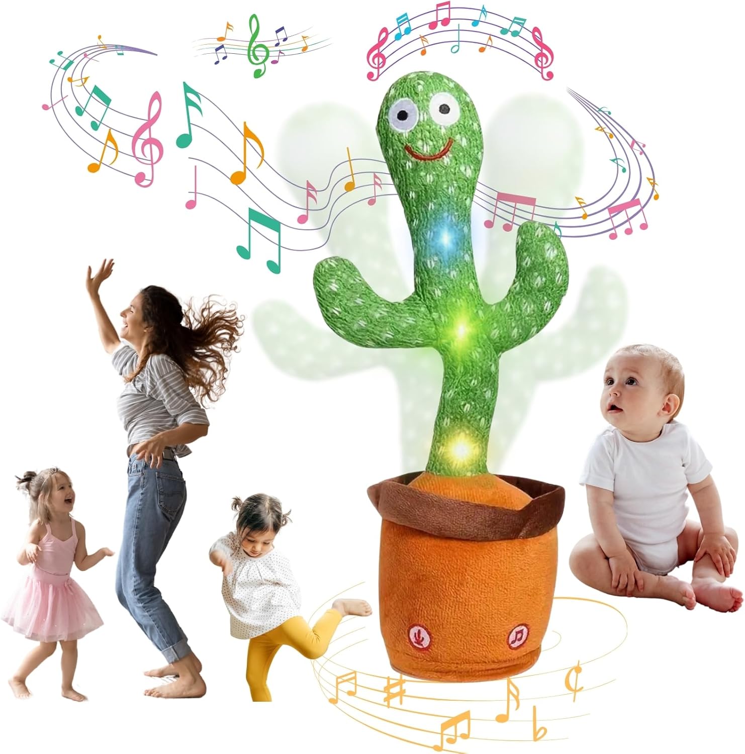 JULI Talking Cactus Toy, Singing Dancing, Repeats What You Say, Interactive Baby Cactus Toy, Voice Recording, Light-up Sensory Plush Toys Gifts for Boys Girls Kids & Adults, 120 Songs
