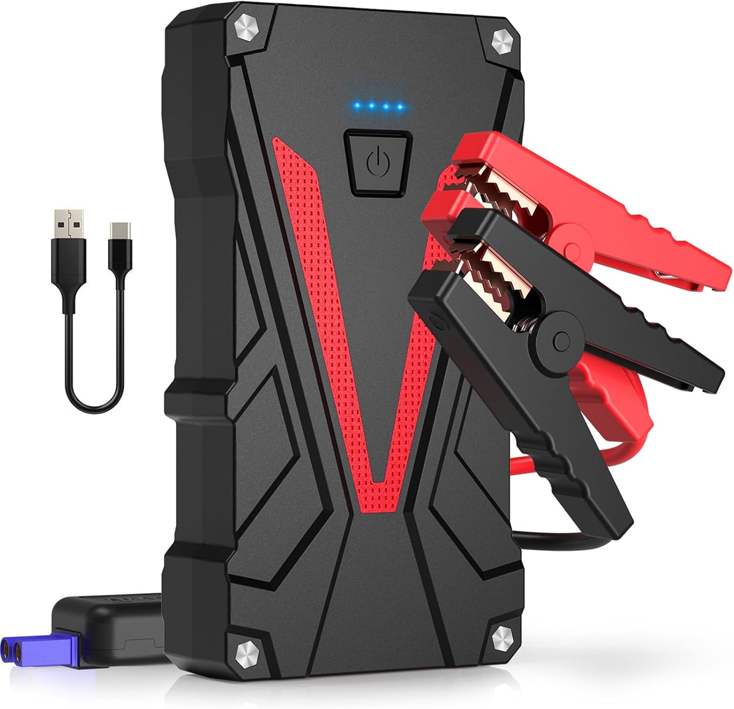 4000A Peak 12V Car Jump Starter Power Pack for 9L Gas/8L Diesel Engines - 1500CCA Portable Battery Booster With Jump Leads, Quick Charge, LED Flashlight