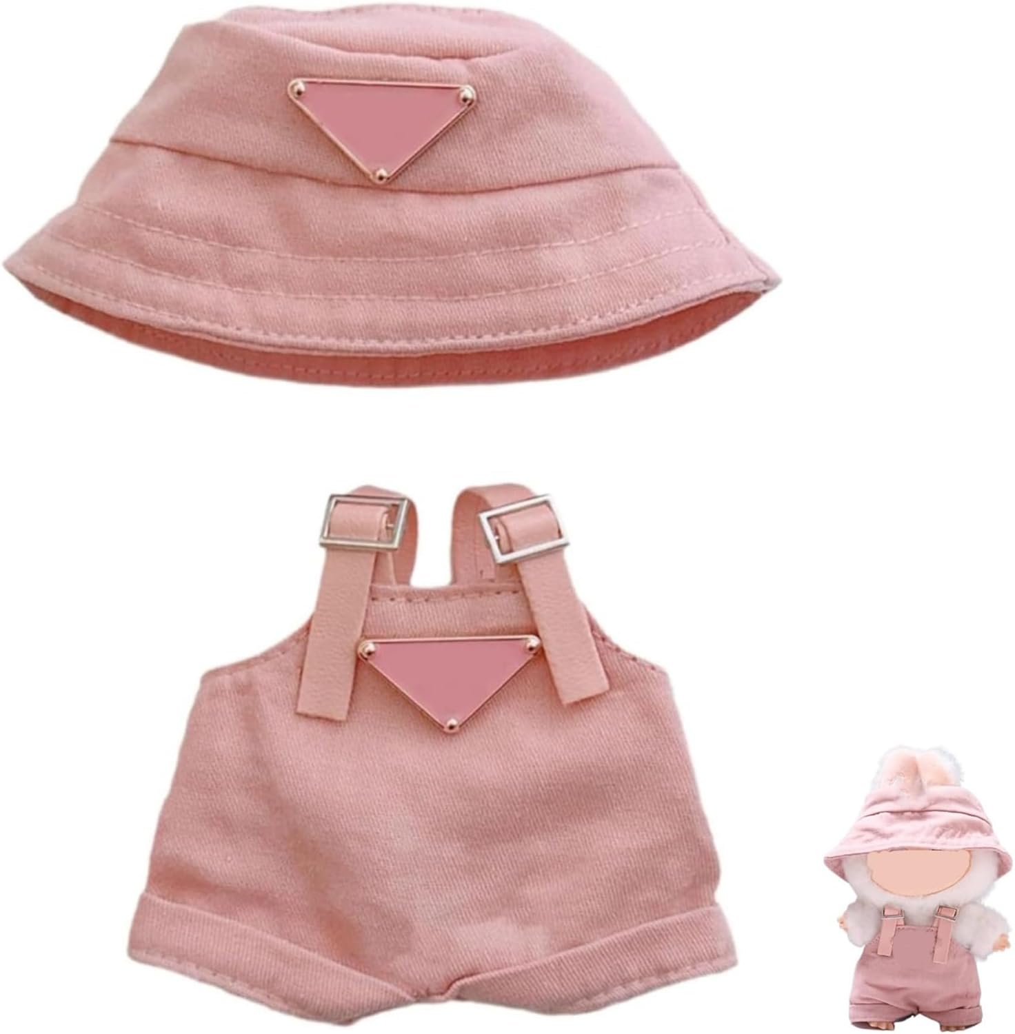 Clothes for Labubu(NO Doll), Doll Clothes for LABUBU 17CM Dolls, Handcrafted Crochet 2-Piece Clothes Set, Premium Fashion Cute Outfit for Dolls Accessories(Pink)