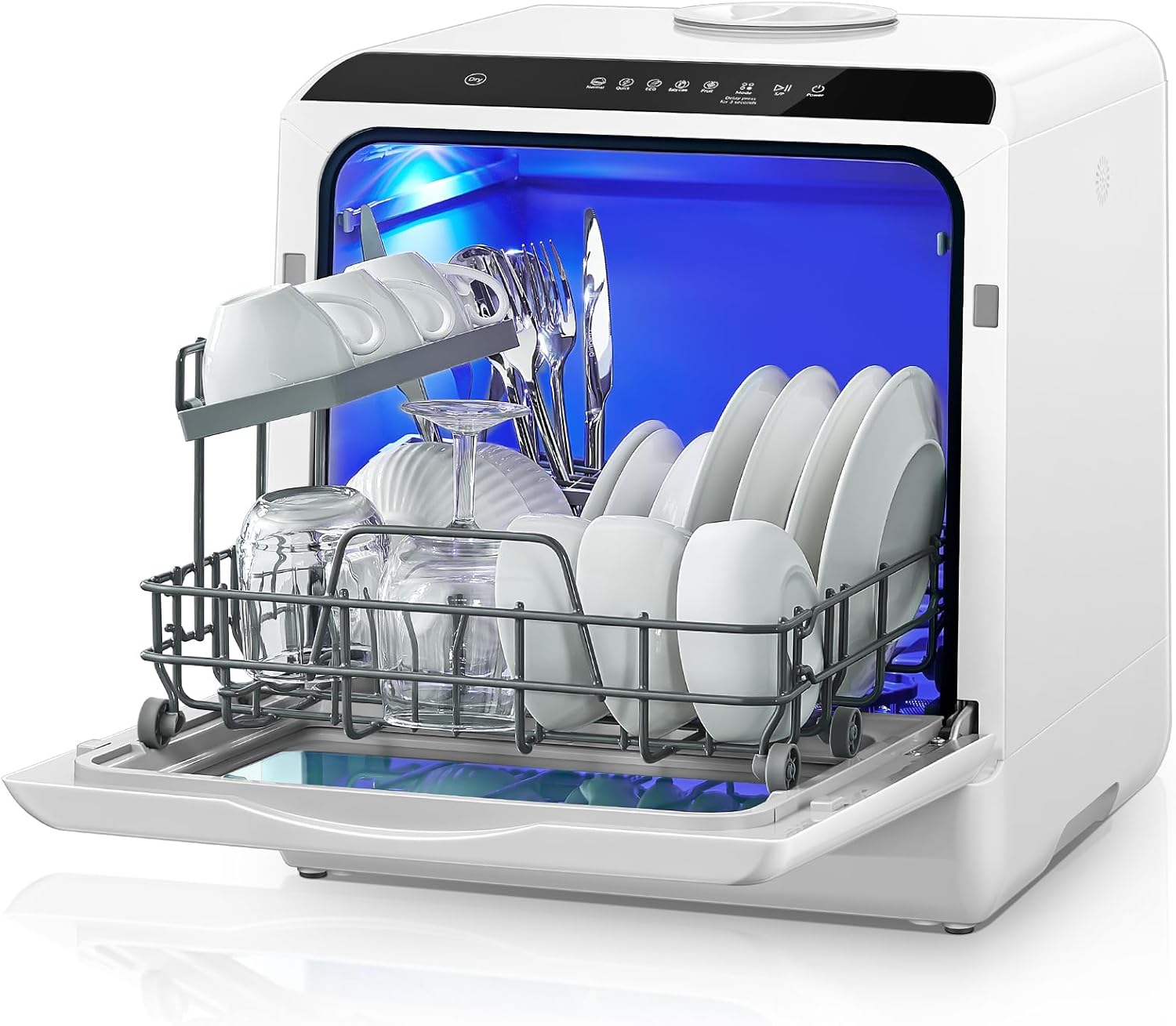 Table Top Dishwasher, Mini Countertop Dishwasher W/ 6 Programs, Delayed Start Function and Air Drying Function, and 5L Built-in Water Tank, No Installation Needed