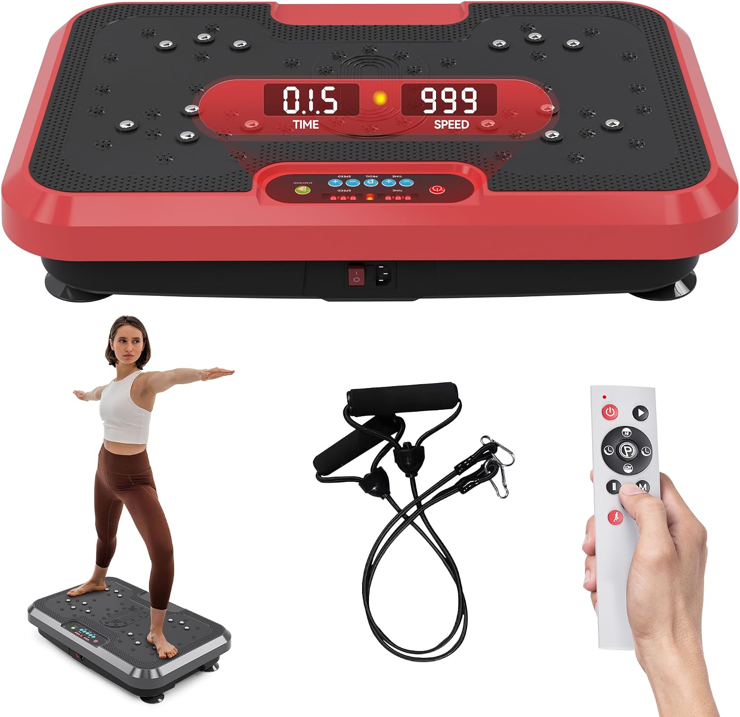 Vibration Plate Exercise Machine with Remote Control - Full Body Workout Platform with 200 Speed Settings for Weight Loss & Muscle Toning - Quiet Home Fitness Equipment