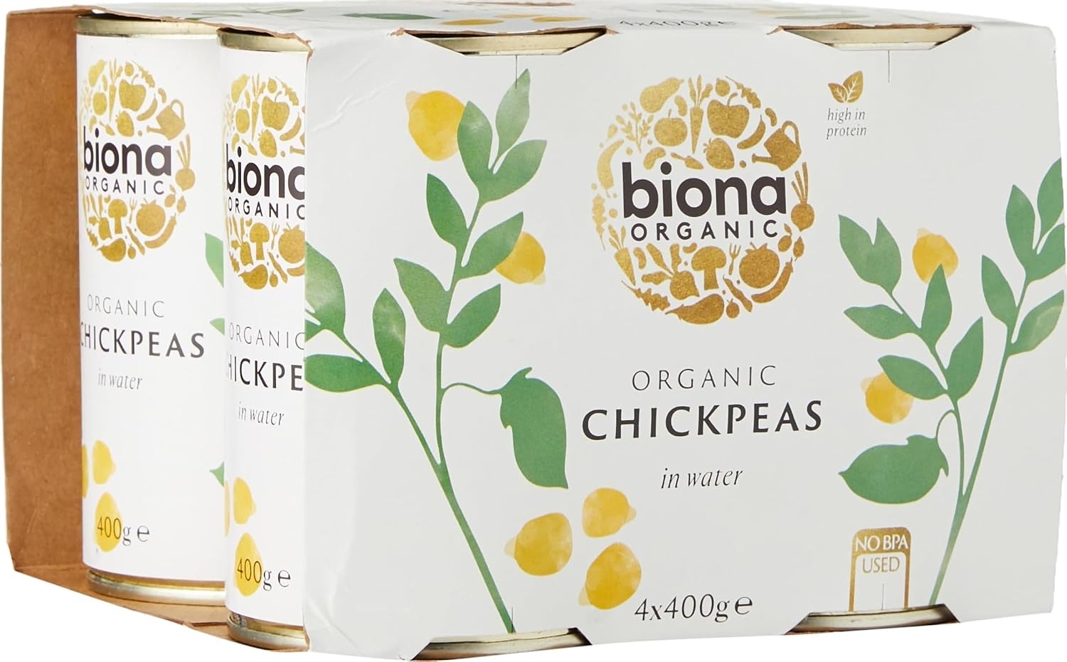 Biona Organic Chick Peas, 4 x 400 g