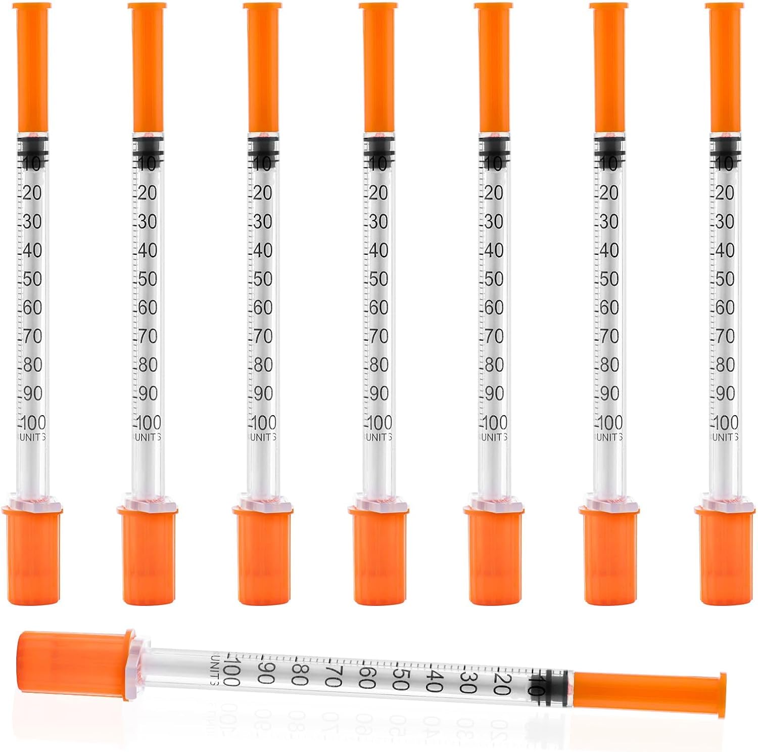 U-100 1ml Syringe with Needle, 31G 1/4" 6mm 1cc Syringes, Disposable Individual Package, Pack of 100