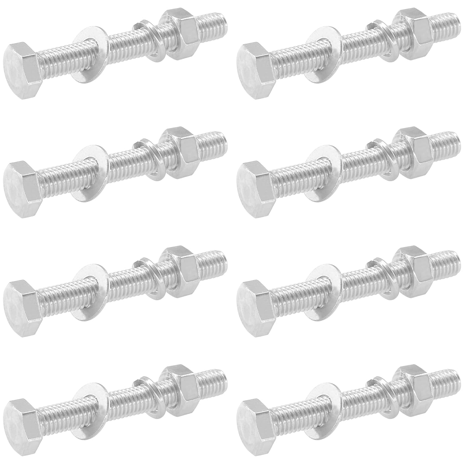 8 Sets of Hex Bolts with Nuts and Washers,304 Stainless Steel M8 Nut and Bolt Combination Kit (M8 x 60mm)