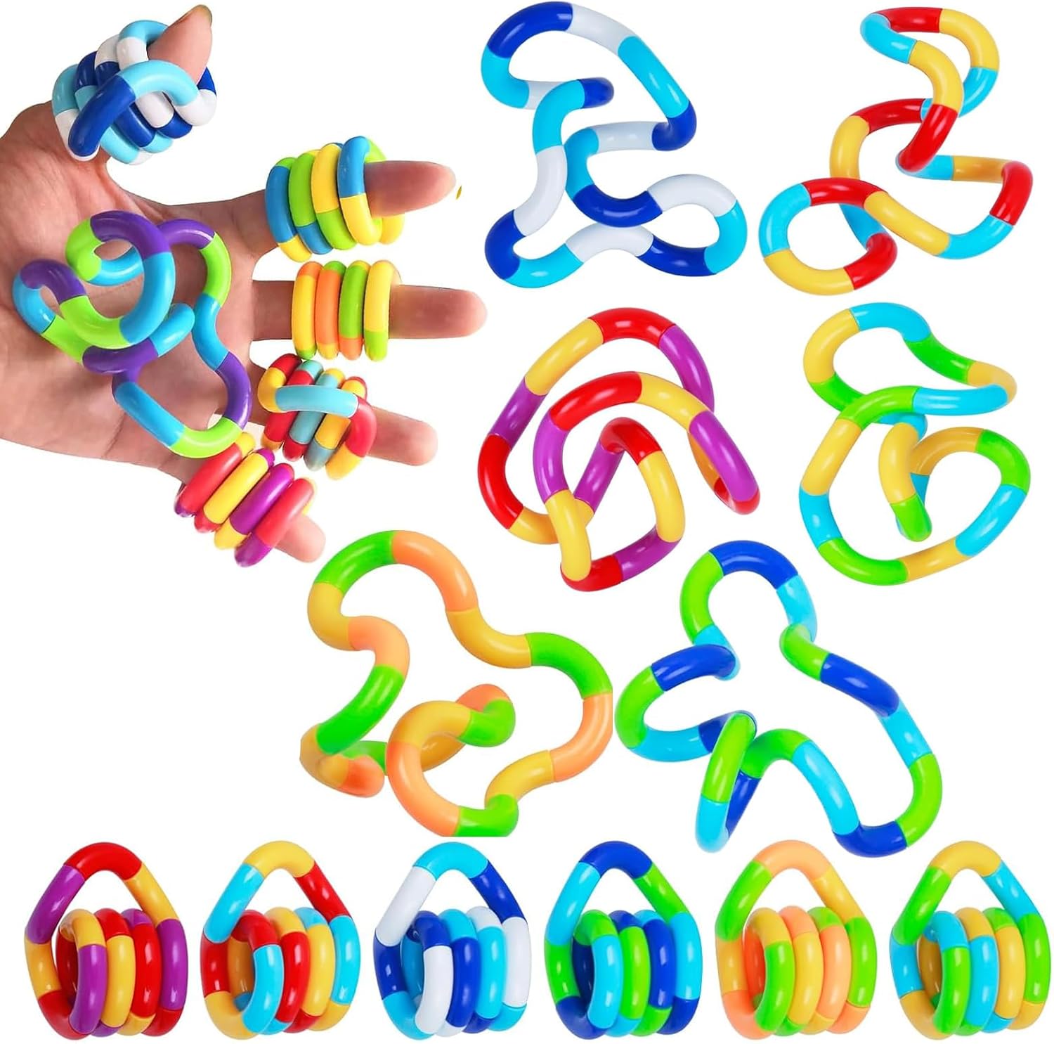 Tangle Fidget Toy, 12 Pcs Silent Twisty Fidget Toys for Kids Sensory Toy Gift for ADHD Autism Adults Stress Relief