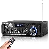 298Pro Stereo Audio Amplifier, Max 400W Home 2 Channel Bluetooth 5.0 Wireless Power Amplifier, HiFi Sound Home Theater Audio System Home Stereo Receiver, MIC in w/Echo, Bass & Treble w/USB/RCA/FM
