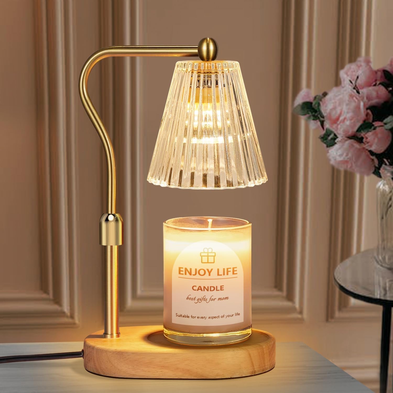 seenlast Candle Warmer Lamp, Electric Candle Light Warmer with Timer Dimmer Adjustable Height, Candle Wax Warmer Lamp for Christmas, Birthday, Coaster Home Decor Gift