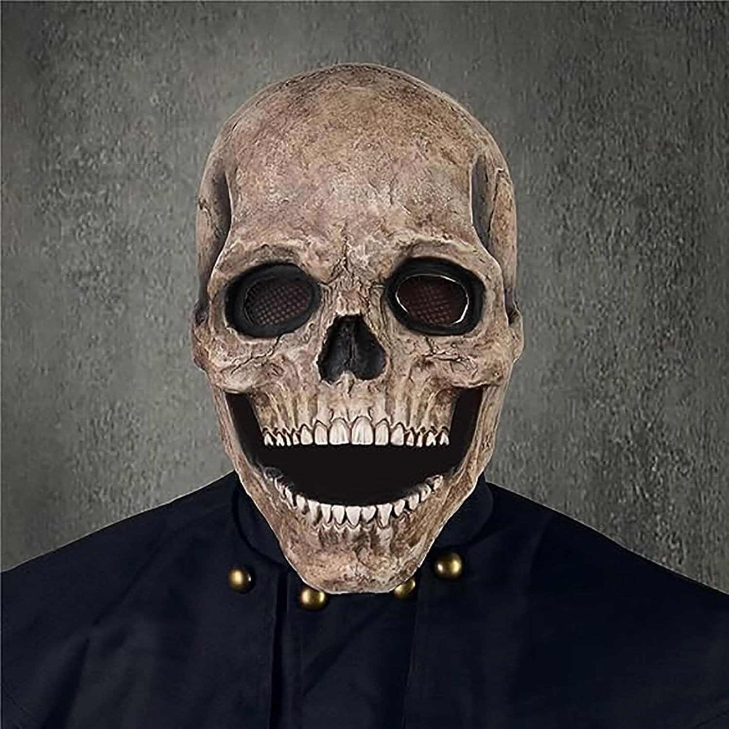 Halloween Mask, Skull Masks Moving Jaw, Scary Skeleton Latex Headgear for Cosplay Party, Full Head Skull Mask for Adults