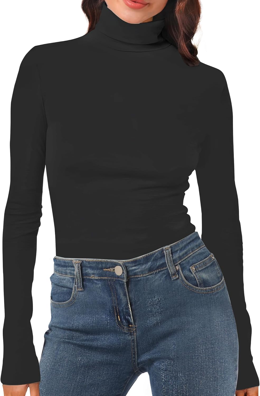 Womens Long Sleeve Turtleneck T-Shirts Mock Neck Underwear Fall Winter Fashion Base Layer Casual Lightweight Soft Tops