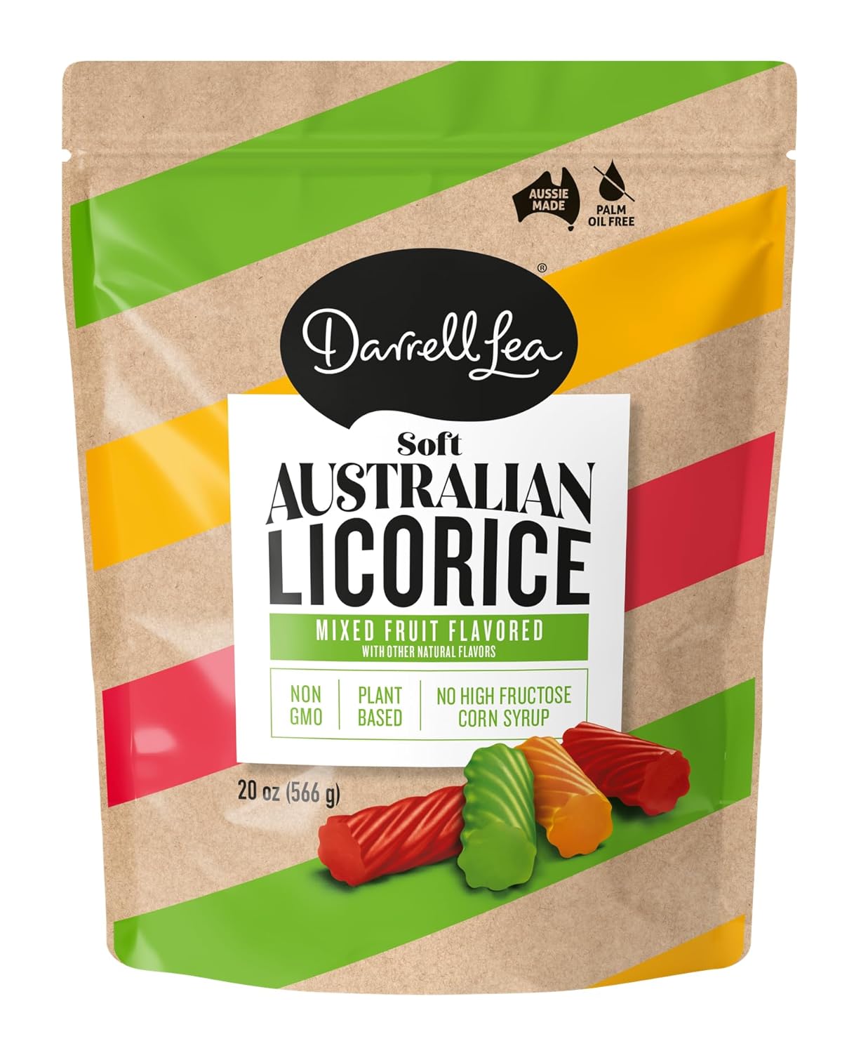 Darrell Lea Australian Licorice Big Bag, Mixed Fruit Flavor, Soft & Chewy Delicious Candy, 20 Ounce Bag (Pack of 1)