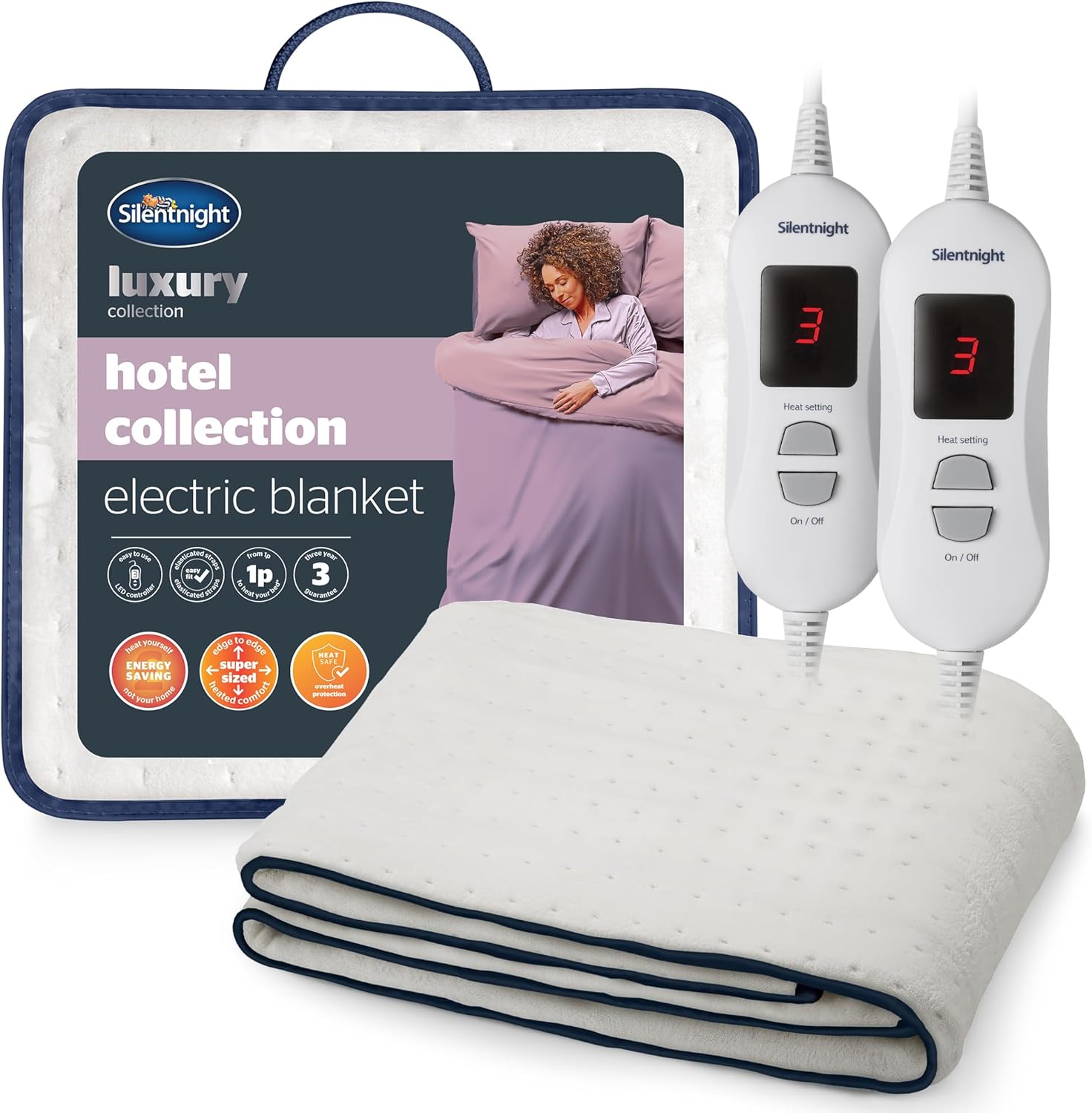 Silentnight Hotel Collection Electric Blanket - Luxury Cosy Comfort Covered in a Super Soft Fleece Fabric - Full Mattress Coverage with Easy Fit Straps - 3 Heat Settings, King