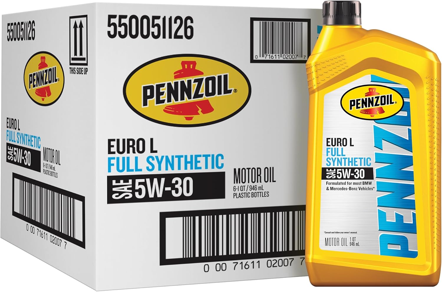 Pennzoil Platinum Euro L Full Synthetic 5W-30 Motor Oil, 1 Quart (6 Pack)