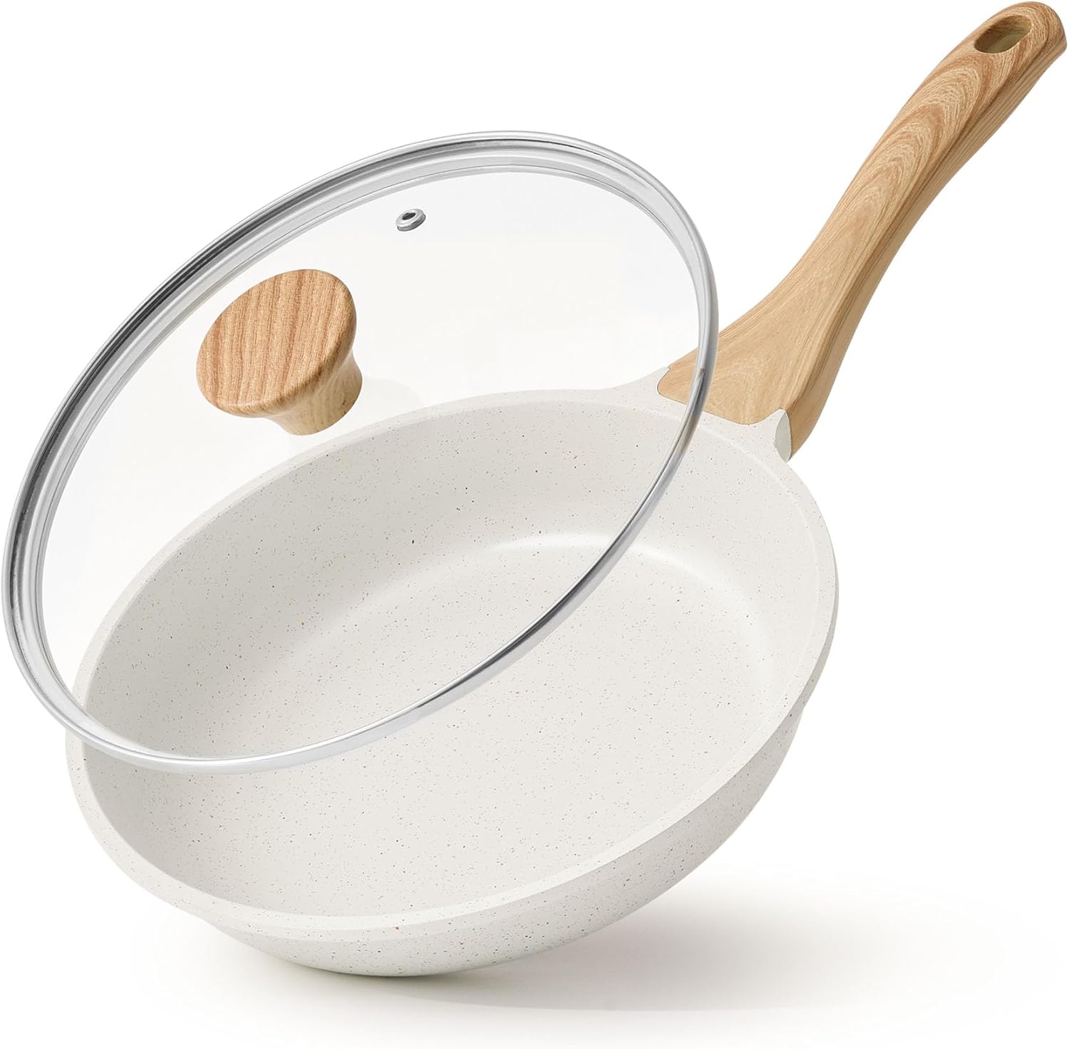 SENSARTE Nonstick Ceramic Frying Pan Skillet with Lid, 8 Inch Omelet Pan, Healthy Non Toxic Chef Pan, Induction Compatible Egg Pan with Heat Resistant Handle, PFAS-Free