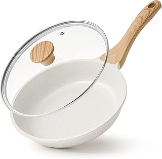 SENSARTE Nonstick Ceramic Frying Pan Skillet with Lid, 8 Inch Omelet Pan, Healthy Non Toxic Chef Pan, Induction Compatible Egg Pan with Heat Resistant Handle, PFAS-Free