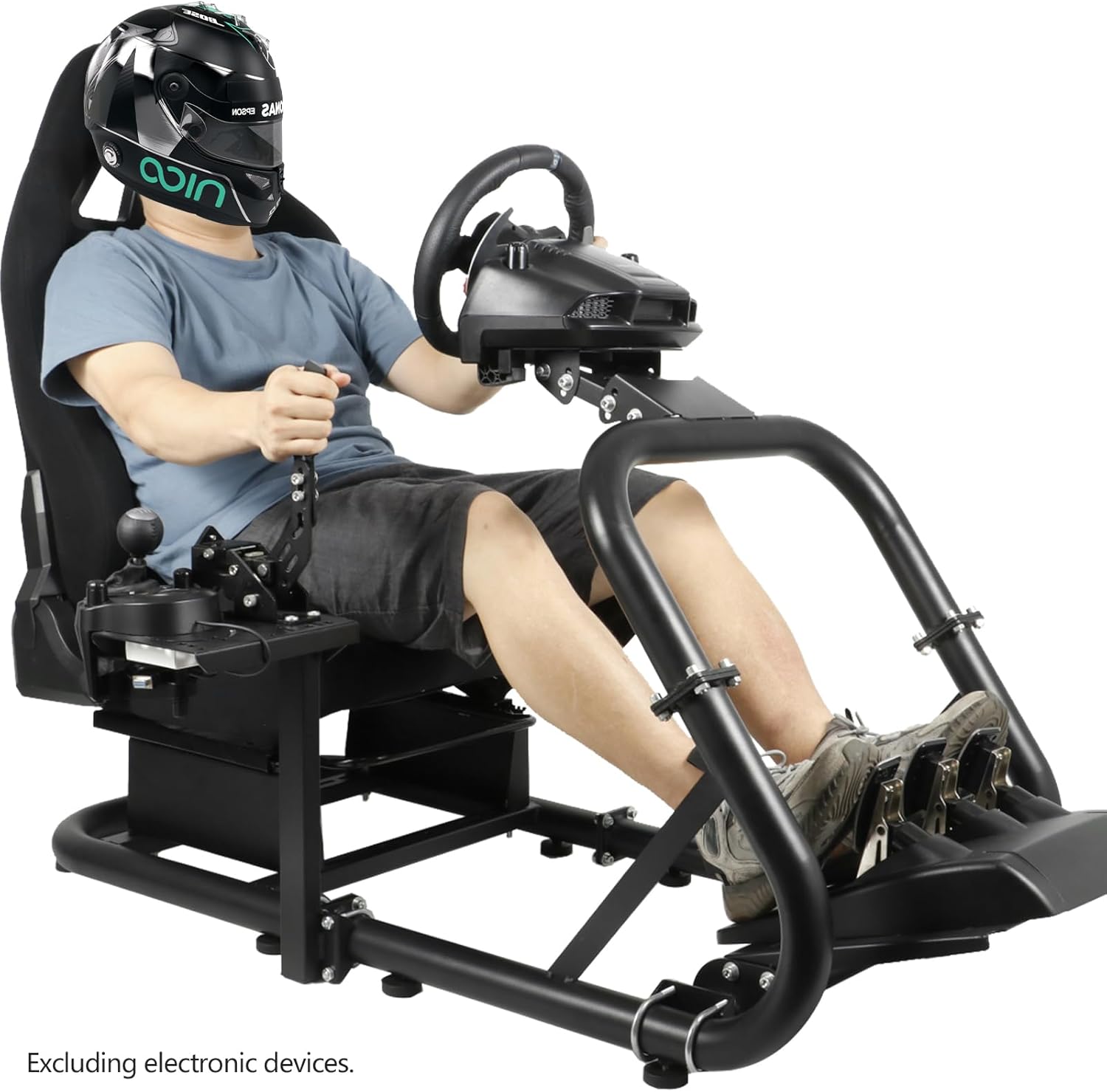 Dardoo Adjustable Racing Simulator Cockpit with Black Seat Fit for Logitech/Fanatec/Thrustmaster G29 G920 G923 T300RS T500RS,No Wheel Pedal and Handbrake