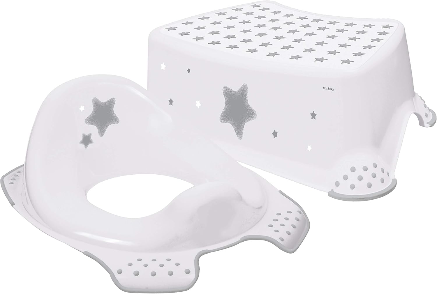 Babycurls Little Journey Toilet Training Kids Non Slip Up Step Stool + Toilet Training Seat Combo Unisex White For Safe Toddler Loo Potty Training in The Bathroom And Home