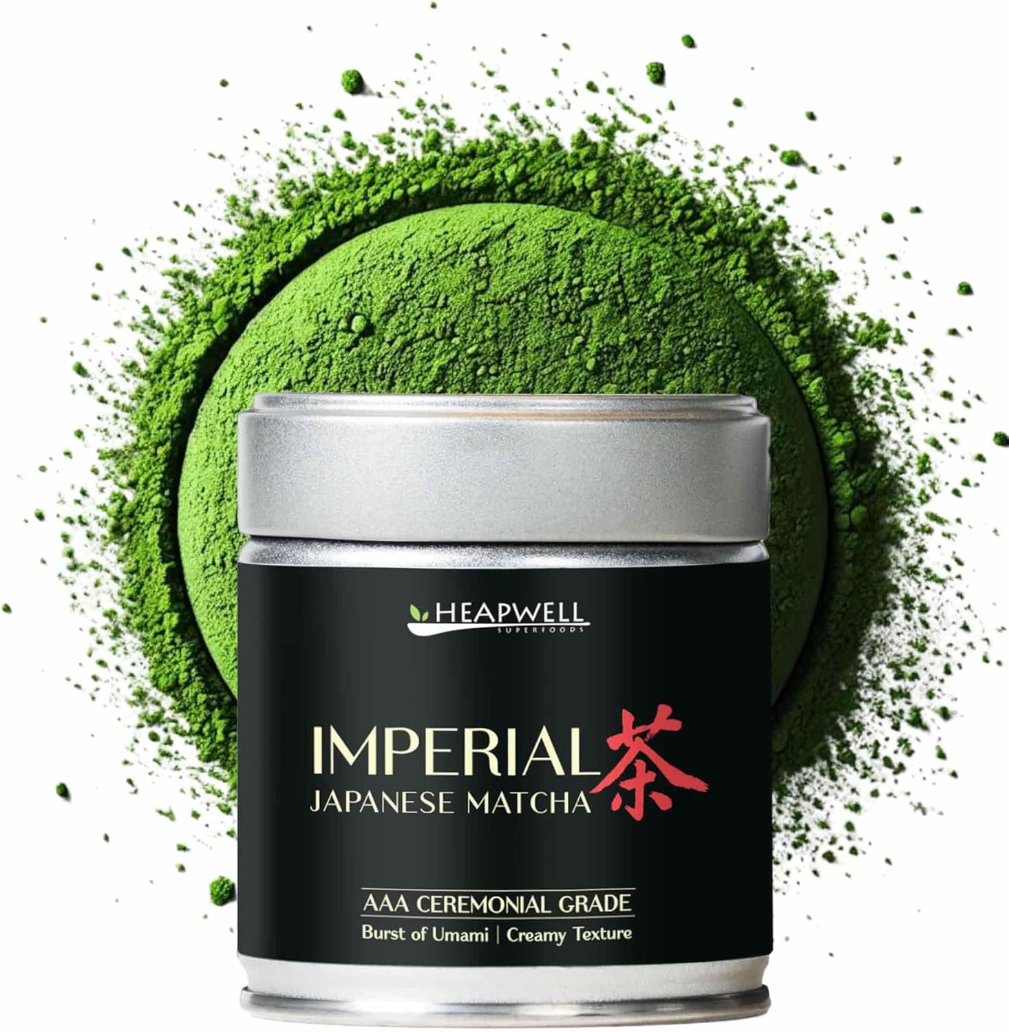Heapwell Matcha Imperial Grade 30g Tin – Japanese Highest AAA Ceremonial Grade Matcha Powder – First Spring Shade -Grown Leaves, Stone-Milled in Uji Kyoto