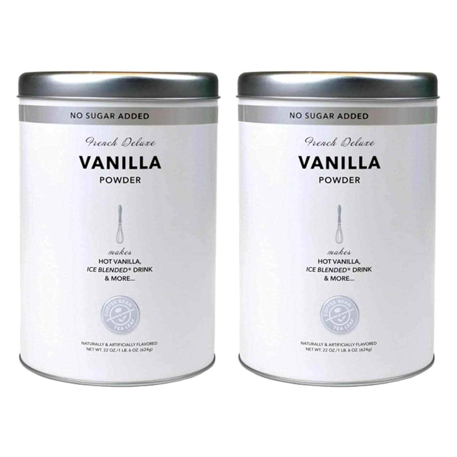 The Coffee Bean & Tea Leaf, Vanilla (No Suger Added) Creamer for Coffee, Lattes, Smoothies, Drinks, Baking, 22oz tin, 2 pack