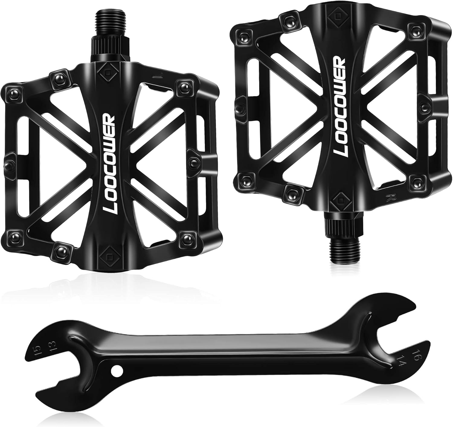 Bicycle Cycling Bike Pedals, New Aluminum Antiskid Mountain Bike Pedals Road Bike Hybrid Pedals for 9/16 inch with Free installation Tool