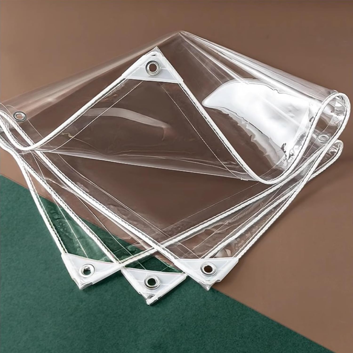 FENGSHOUU Clear Heavy Duty Tarpaulin,Transparent PVC Waterproof Tarp,Windproof,Dustproof,UV-Ray,Tear and Cold Weather Resistant Cover,for Garden,Gazebo,Custom (2.6m x 2.4m(8.53ft x 7.87ft))