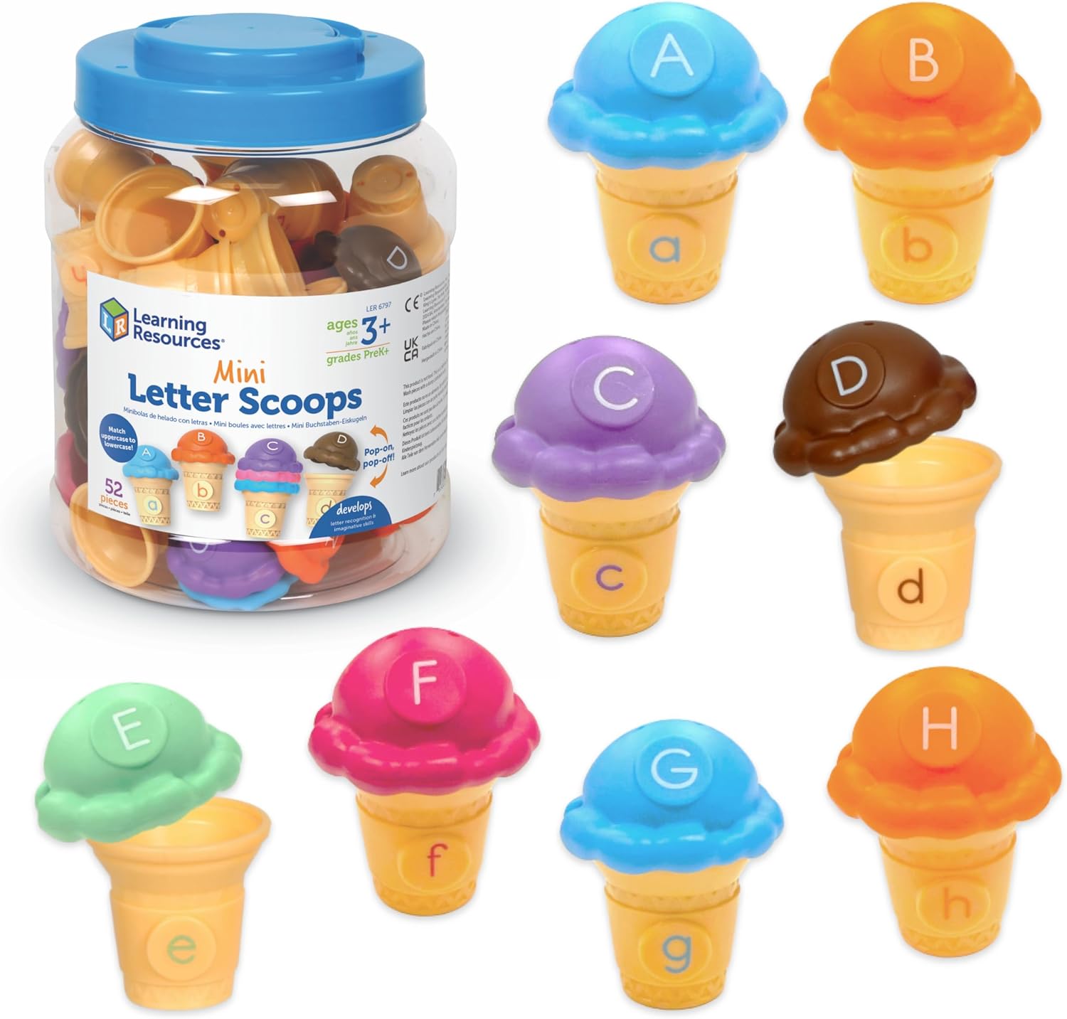 Learning Resources Mini Letter Scoops, Alphabet Toys for 3 Year Olds, Learn Letters, ABC Spelling Games, Colour Sorting, Learning Letters
