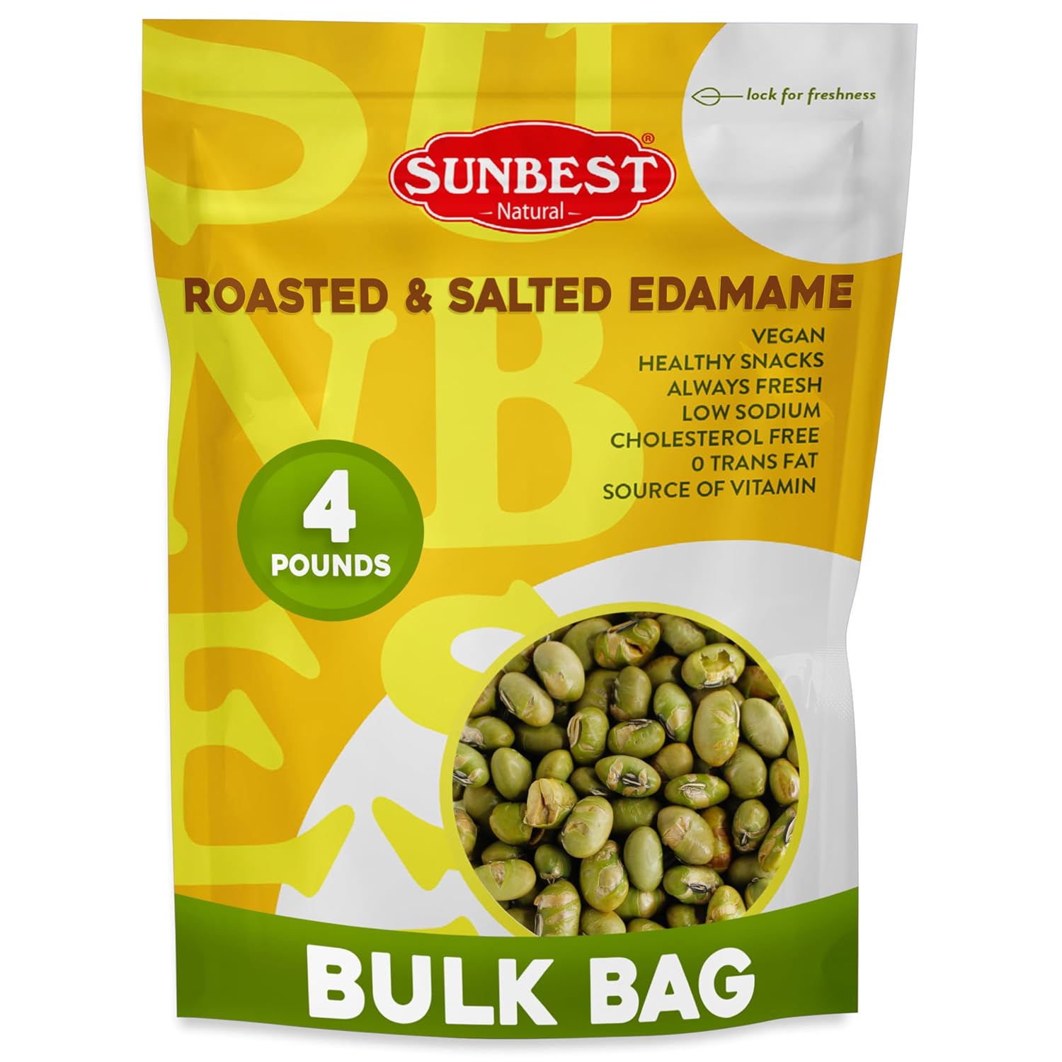 Sunbest Natural Edamame Beans, 4 lbs – Salted & Dry Roasted – Plant-Based Healthy Snack for Adults & Kids – Low Carb, Keto, Vegan & Gluten-Free (64 oz)