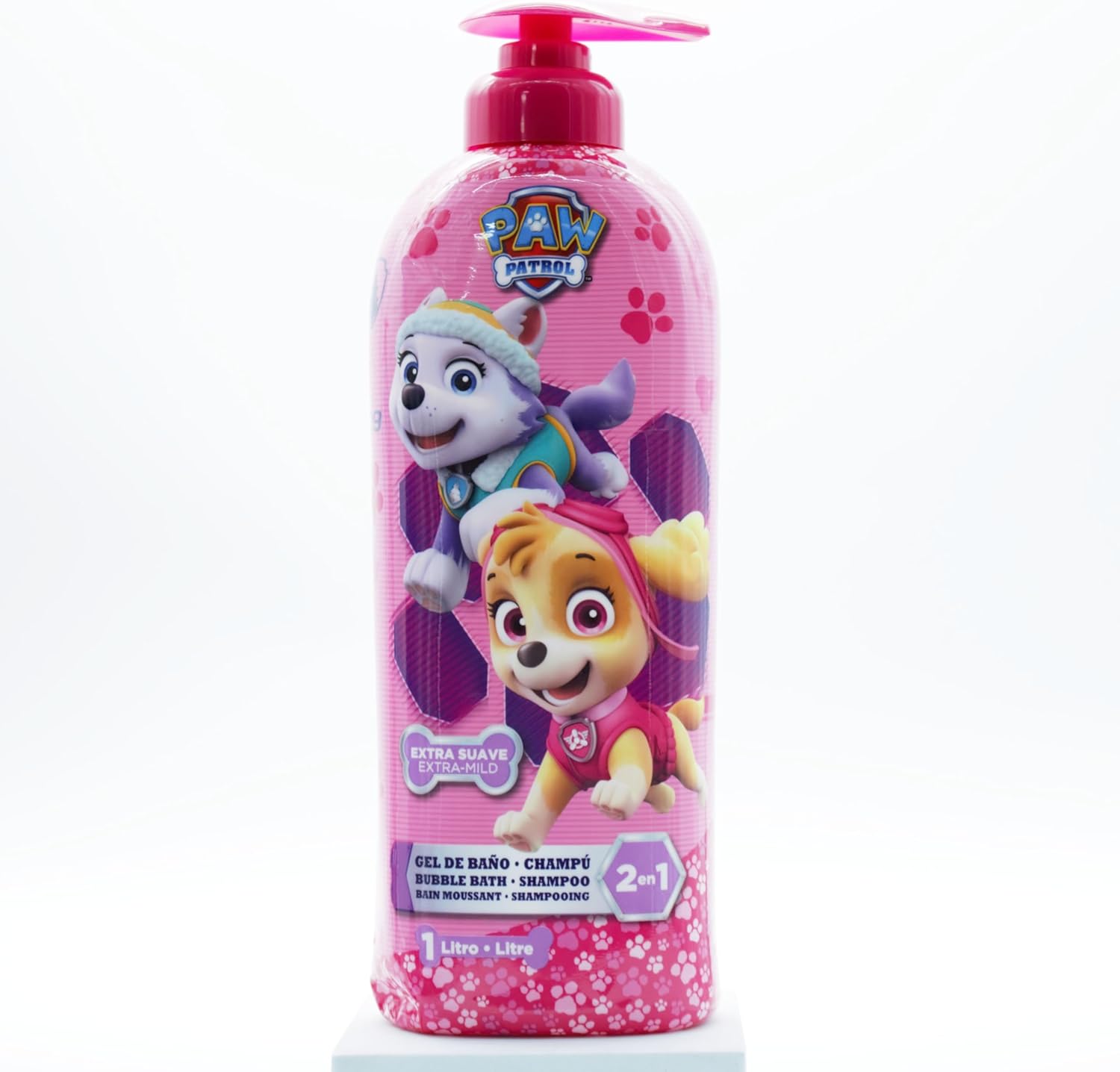 Paw Patrol 2-in-1 Kids Bubble Bath & Shampoo with Pump Dispenser – Gentle, Paraben-Free Hair & Body Wash with Vitamin E & A, pH Balanced for Sensitive Skin - Lightly Scented, for Children Aged 6+, 1L