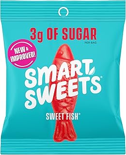 SmartSweets Sweet Fish, Low Sugar Gummy Candy (3g), Low Calorie (130), Gluten-Free -1.8oz (Pack of 12) Packaging may vary