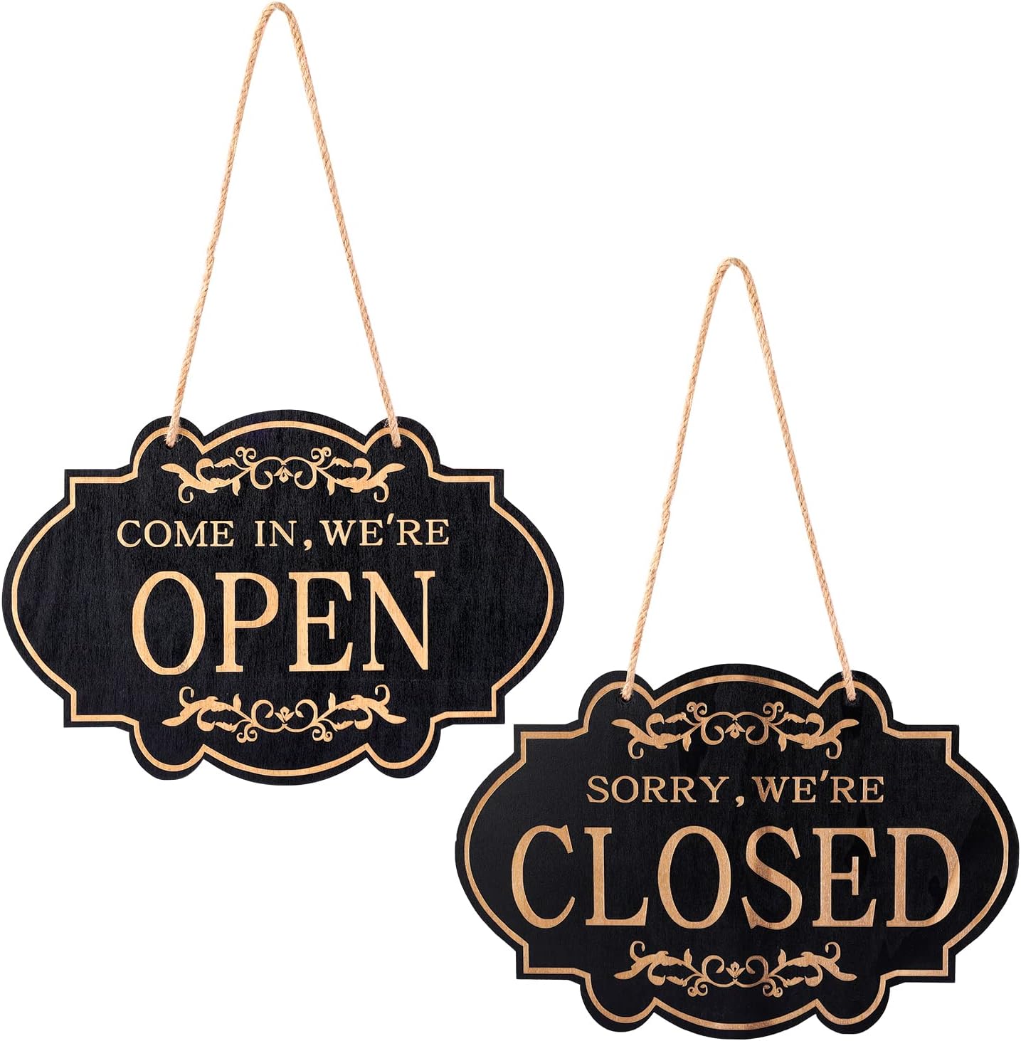 Open and Closed Sign, 11.8 x 7.9 Inch Double Sided Reversible Come in We’Re Open and Sorry We’Re Closed Sign Store Hanging Sign for Business Door Restaurant Club Cafe Hotel