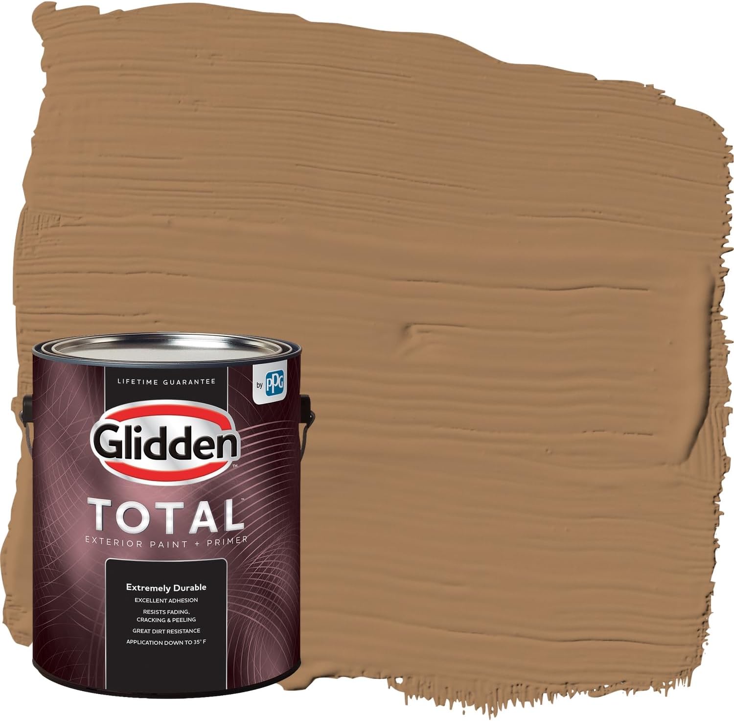 Glidden Total 1 gal. Cinnamon Crunch/Brown Flat Exterior Paint with Primer