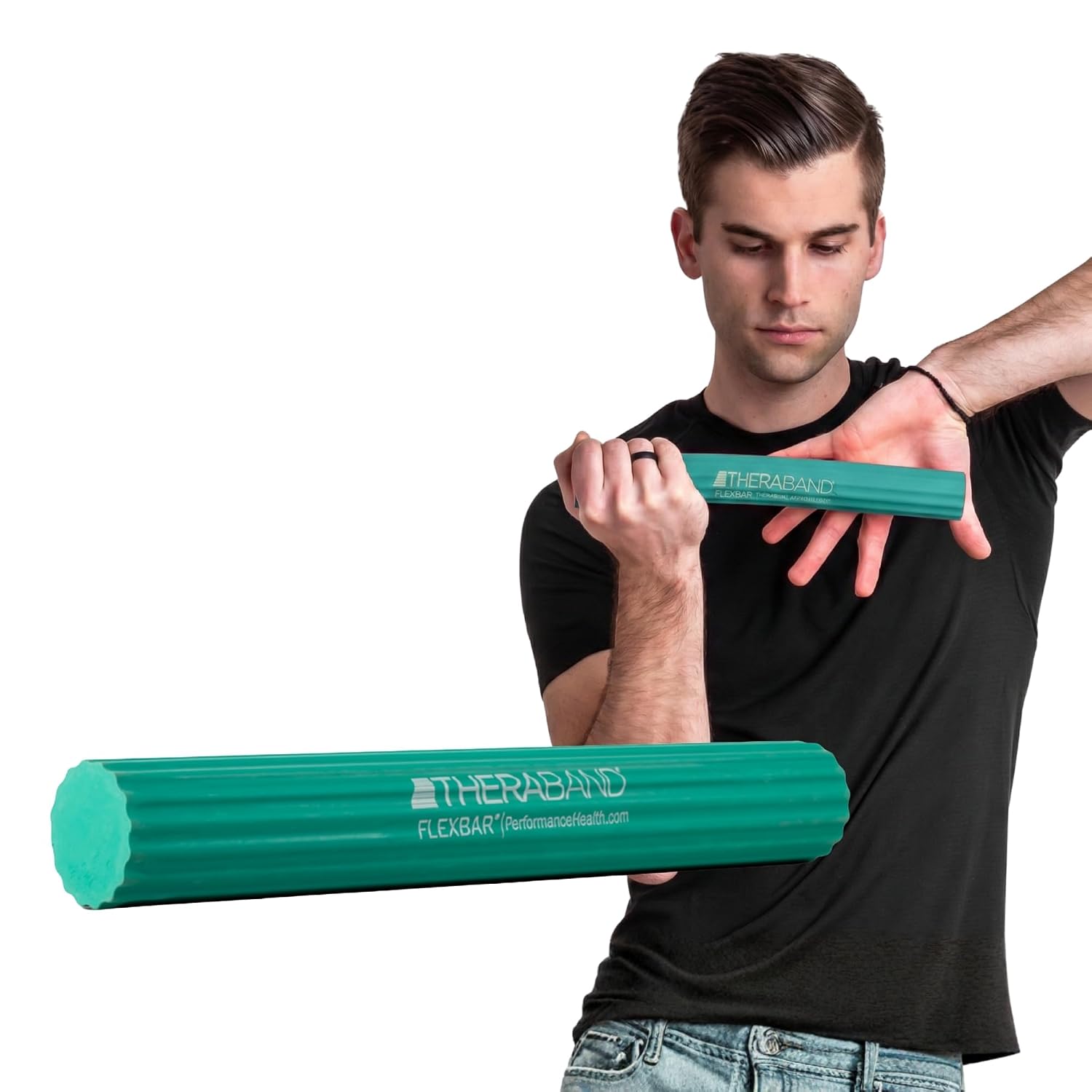 THERABAND FlexBar, Flex Bar, Physical Therapy, Tennis Elbow, M, Green