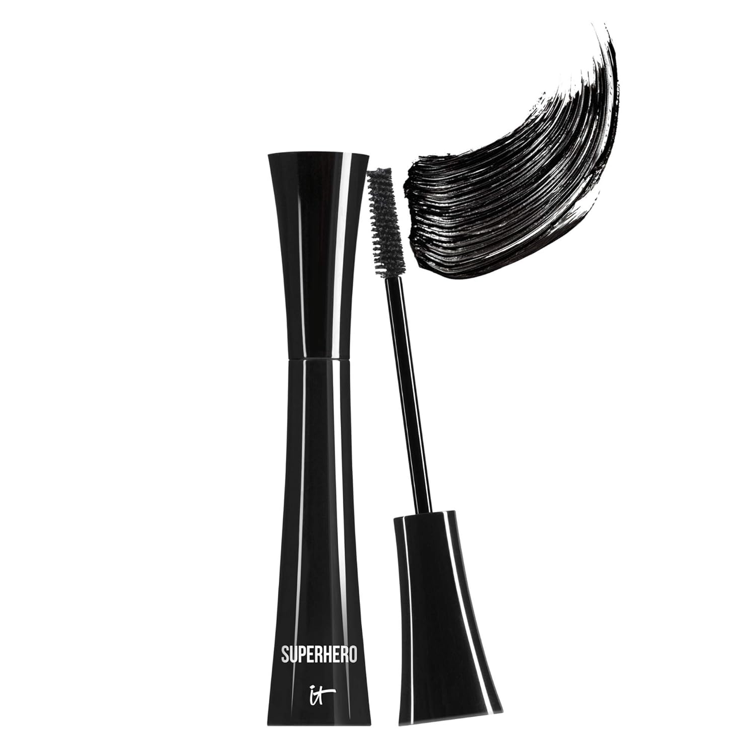 IT Cosmetics Superhero Mascara – Super Elastic Stretch Black Mascara for Volume & Length - Volumizing Mascara with Collagen, Biotin & Peptides – Suitable Makeup Mascara for Sensitive Eyes