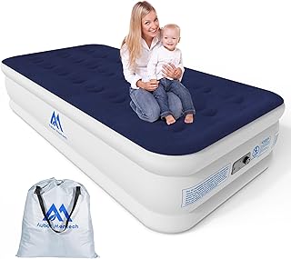 Air Mattress Twin with Built in Pump, 18'' X-Long Twin Luxury Comfort Raised Inflatable Mattress, Upgraded 3Min Fast Blow Up Mattress with Dual Air Chamber, Air Bed for Home, Guests & Camping