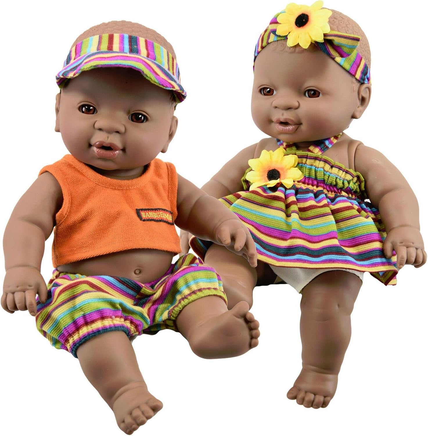 The Magic Toy Shop Bibi Doll - 12" Realistic Lifelike Vinyl Black Dark Skin Twin Dolls Ethnic African Style Baby Doll, Anatomically Correct