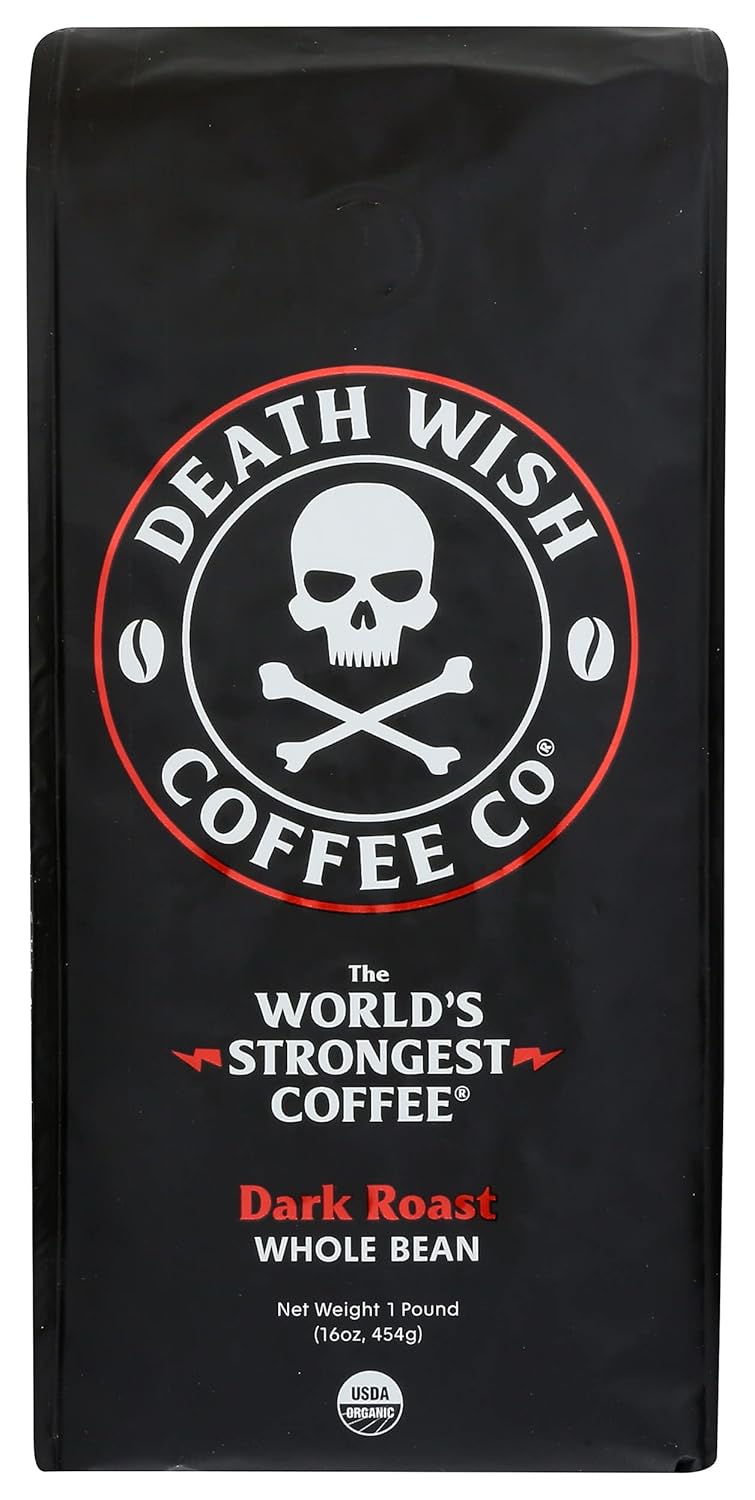 DW Coffee Death Wish Whole Bean Coffee, 16 Ounce (Pack of 6)