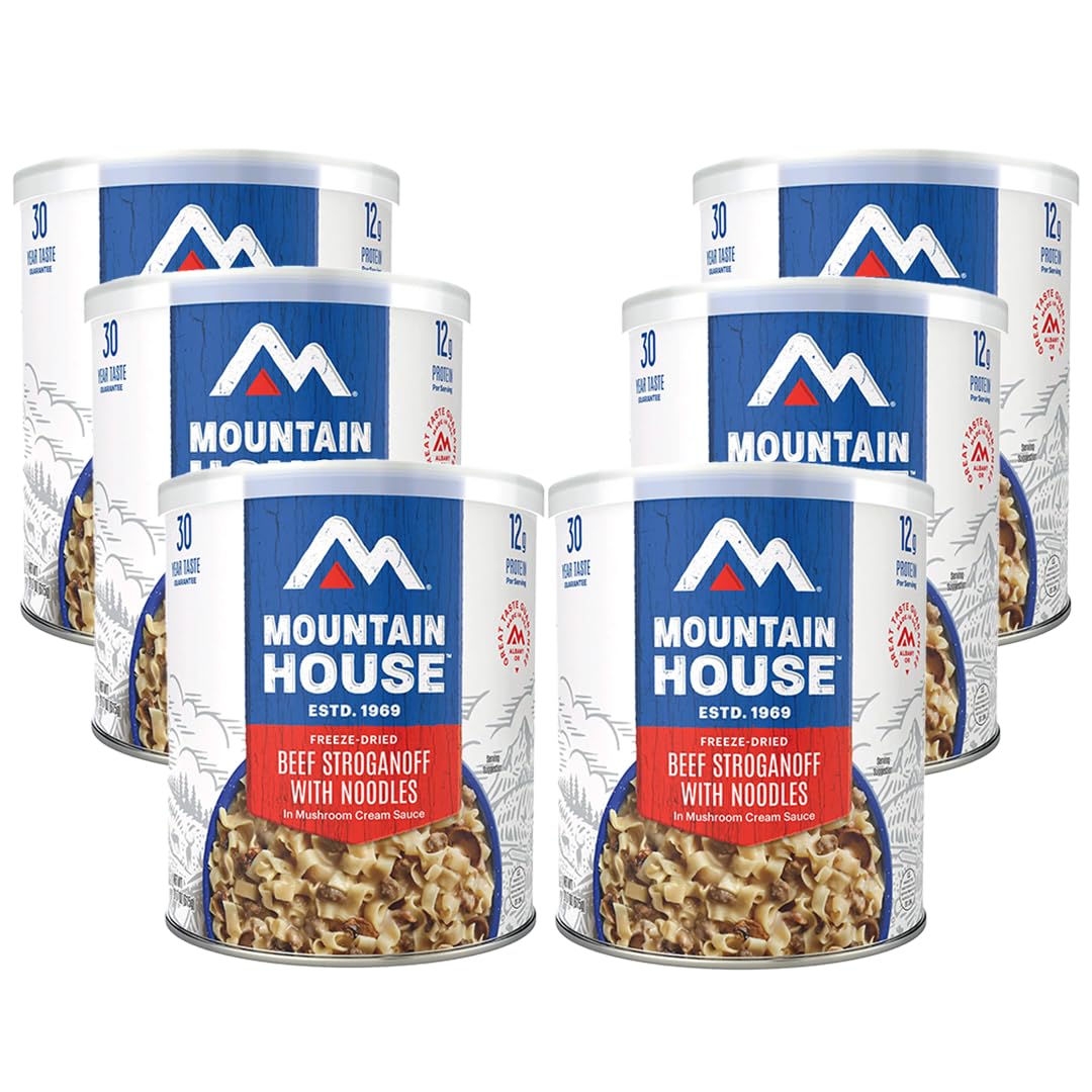 Mountain House Freeze Dried Beef Stroganoff #10 Can Hunting, Camping, Backpacking Food Backed by a 30-Year Taste Guarantee Survival and Emergency Food Quick & Easy Prep Gluten Free 6 Cans