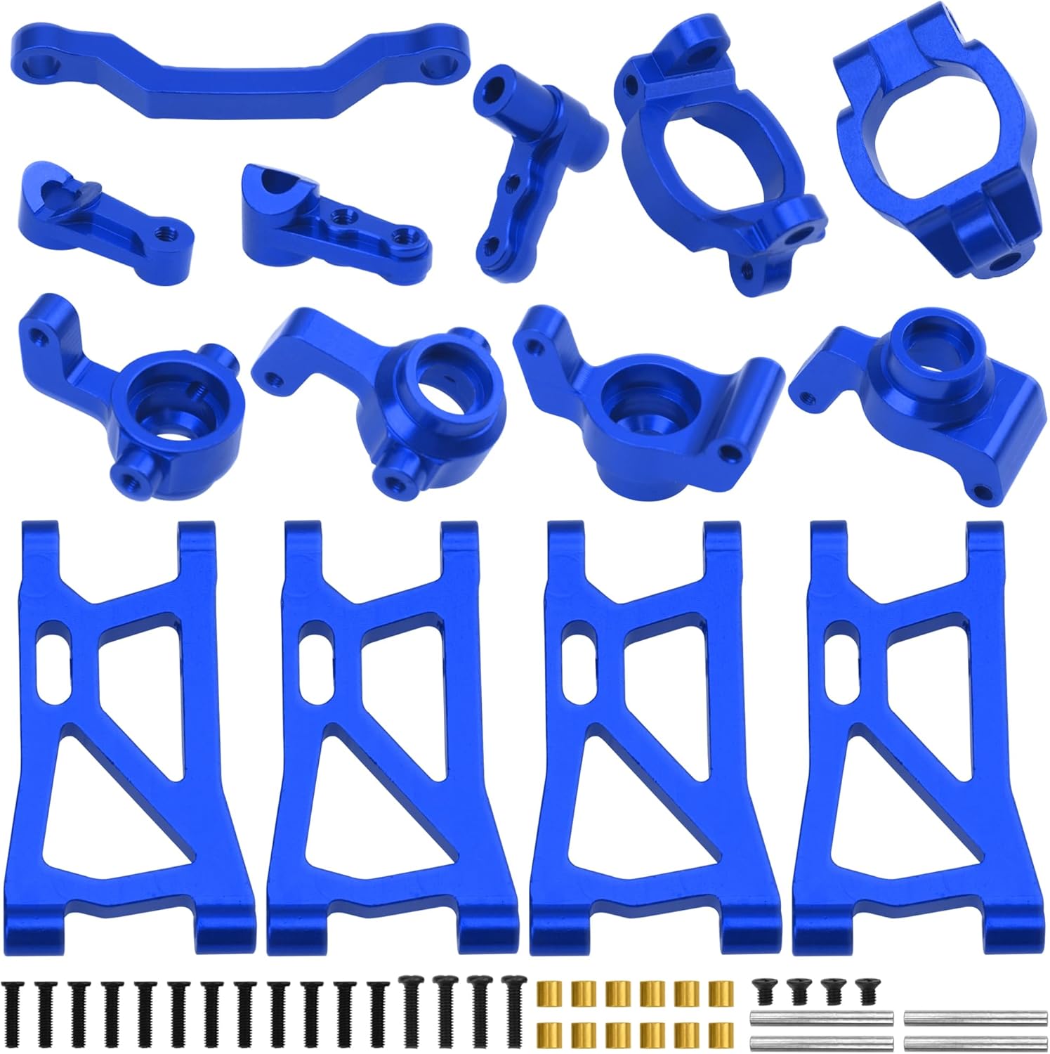 ShareGoo Metal Swing Arms Steering Knuckle Carrier & Steering Assembly Upgrade Parts Compatible with Remo Hobby Smax 1621 1625 1631 1635 1651 1655 1/16 RC Car (Blue)