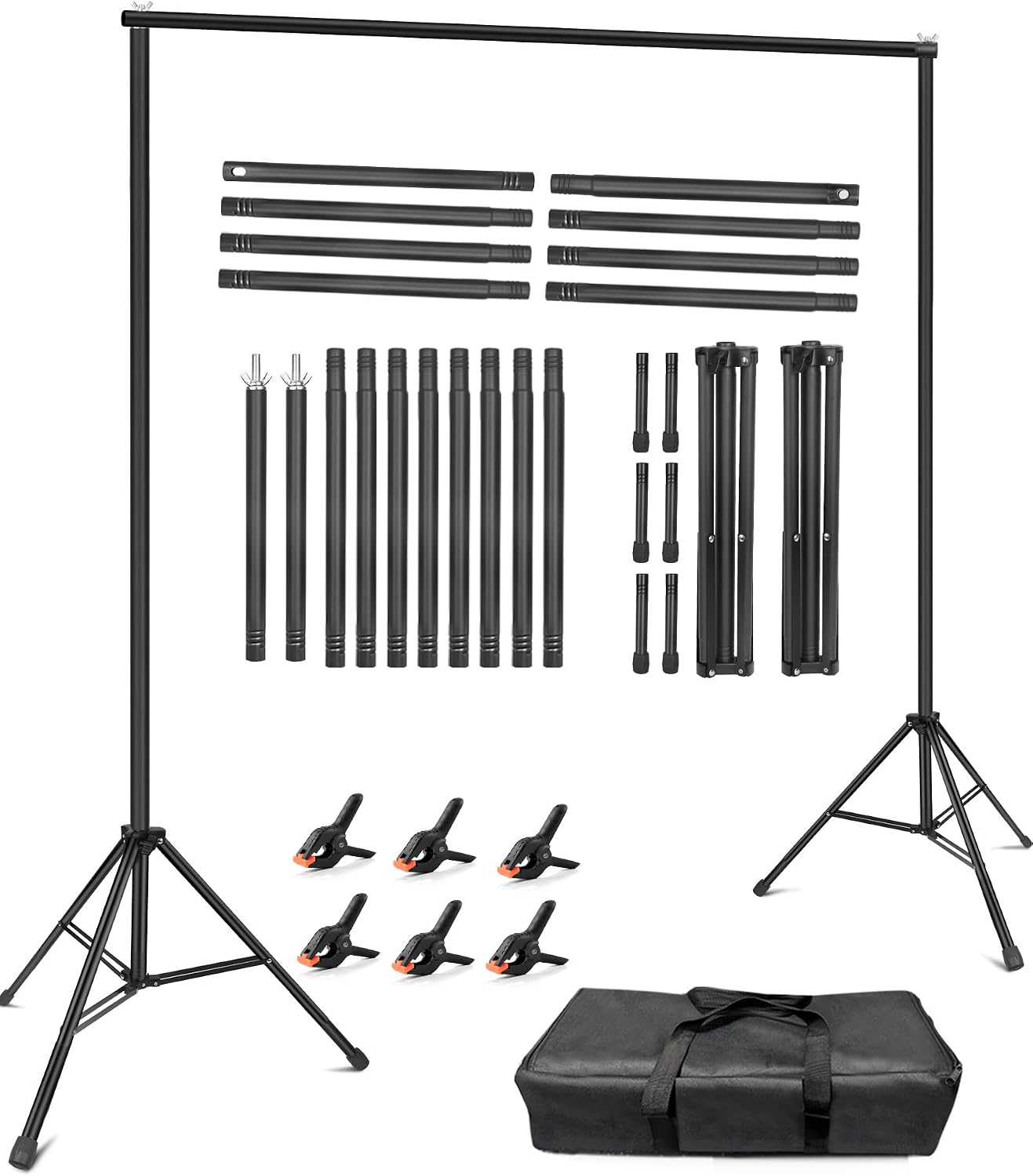 Hemmotop Backdrop Stand 10x8ft, Versatile Sizes Adjustable Banner Holder | Metal, Fits Projector Screen, Background, Balloon, Ideal for Photoshoot, Wedding, Birthday, Baby Shower Party, Photo Booth