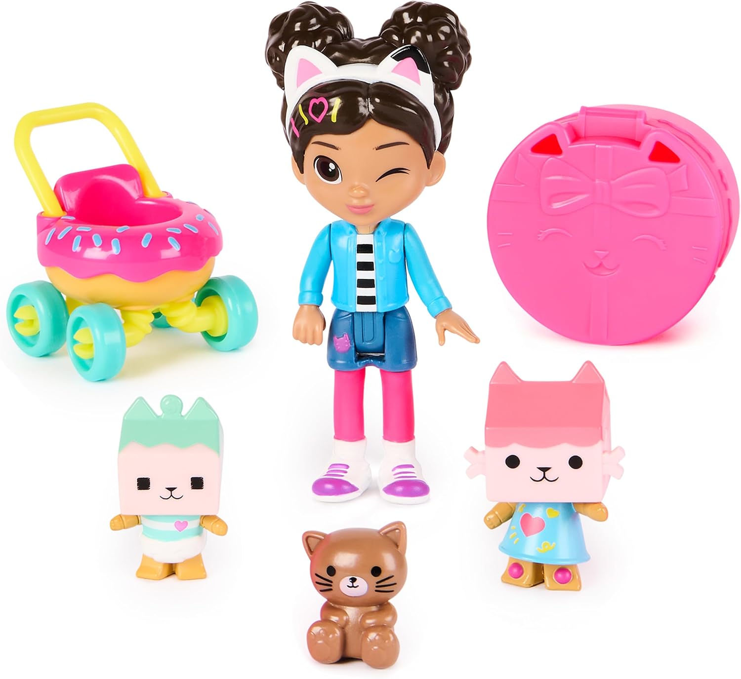 Gabby's Dollhouse, Kitty Care Figure Set with Gabby, Baby Box, Baby Benny Box, Surprise Toys & Dollhouse Accessories, Kids Toys for Girls & Boys 3+