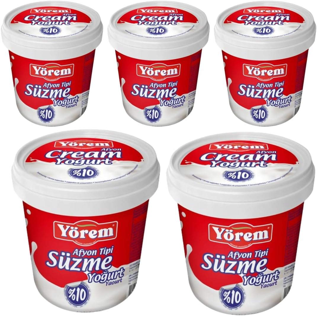 By Pufai Grocery, Yorem Yoghurt Afyon Turkish Style Strained Yoghurt% 10 Fat 1000 Gramm x 5 yoghurt container